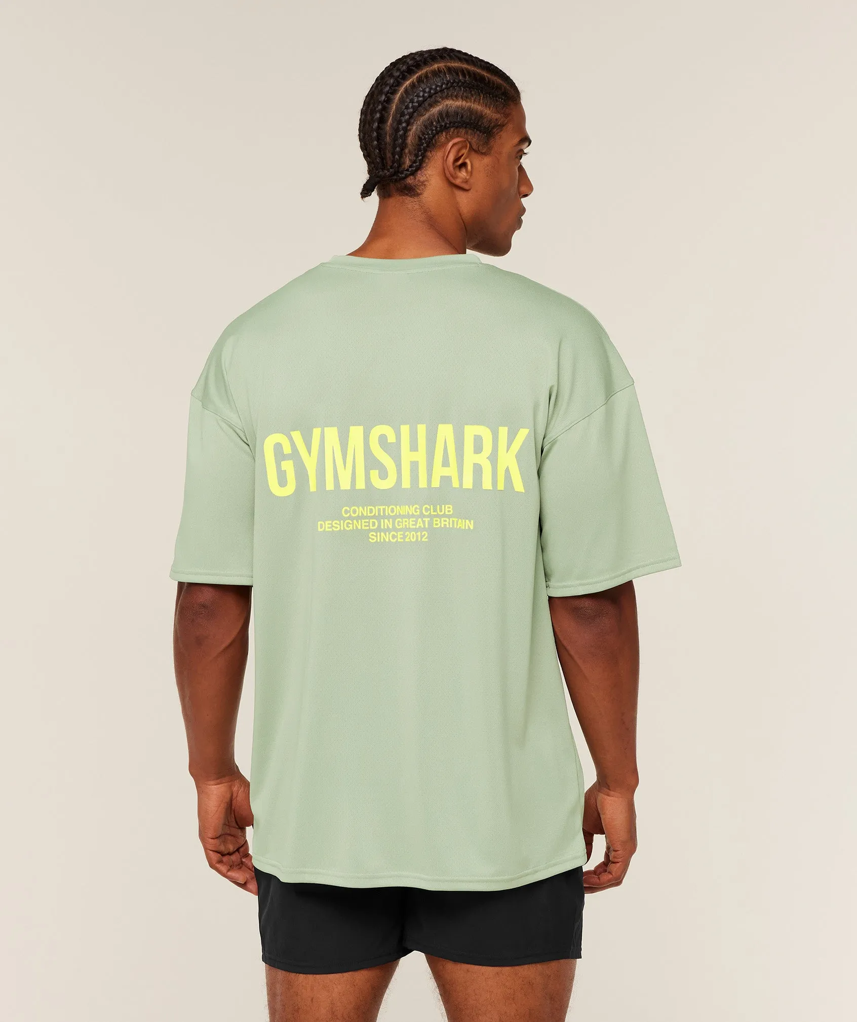 Gymshark Conditioning Club Oversized T-Shirt - GS Haze Green/GS Sorbet Yellow sold by Gymshark product image thumbnail 2