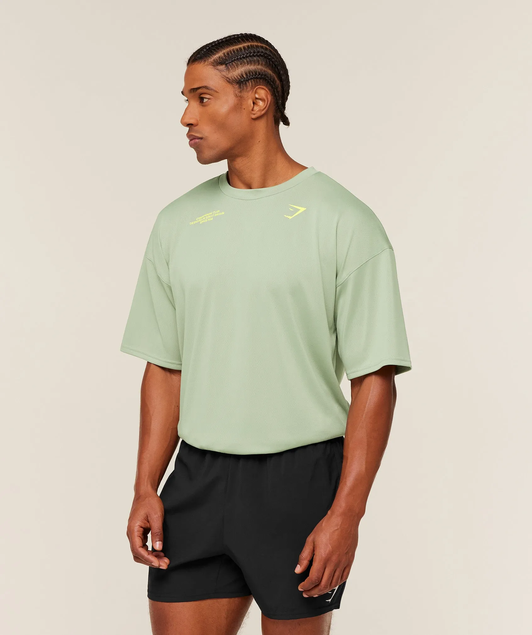 Gymshark Conditioning Club Oversized T-Shirt - GS Haze Green/GS Sorbet Yellow sold by Gymshark product image thumbnail 3