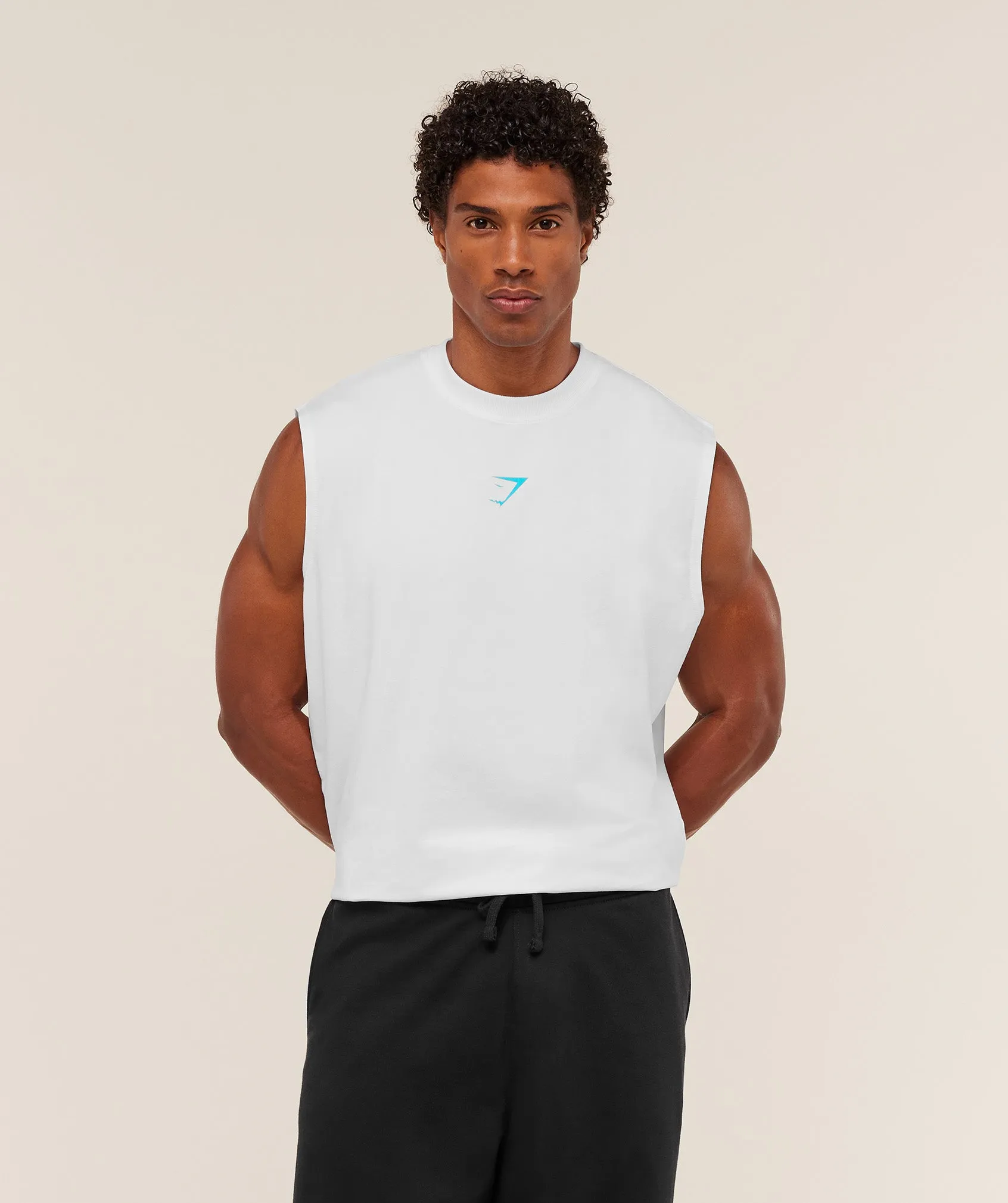 Gymshark Power Cut Off Tank - GS White/GS Brand Blue sold by Gymshark product image thumbnail 2