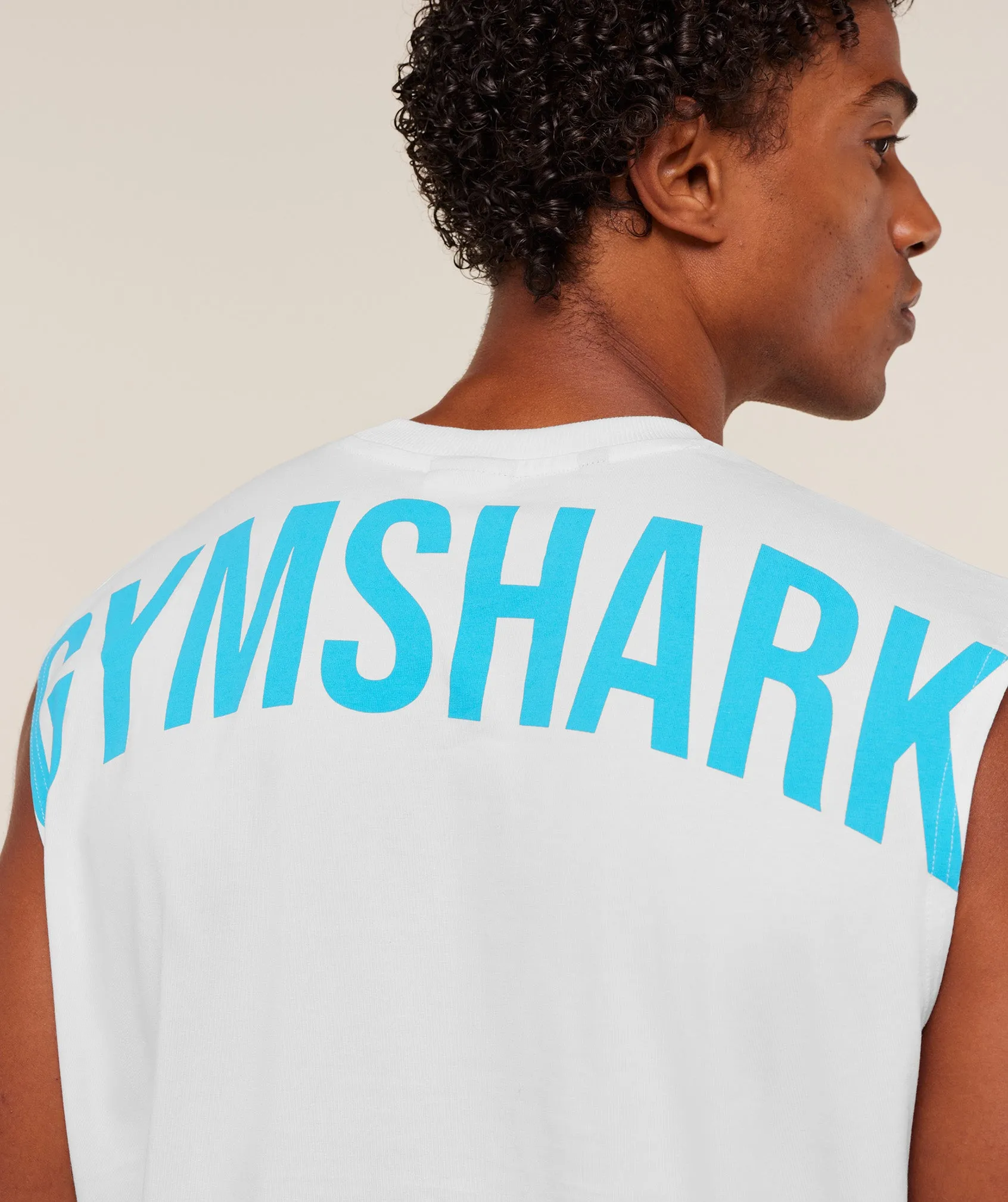 Gymshark Power Cut Off Tank - GS White/GS Brand Blue sold by Gymshark product image thumbnail 5