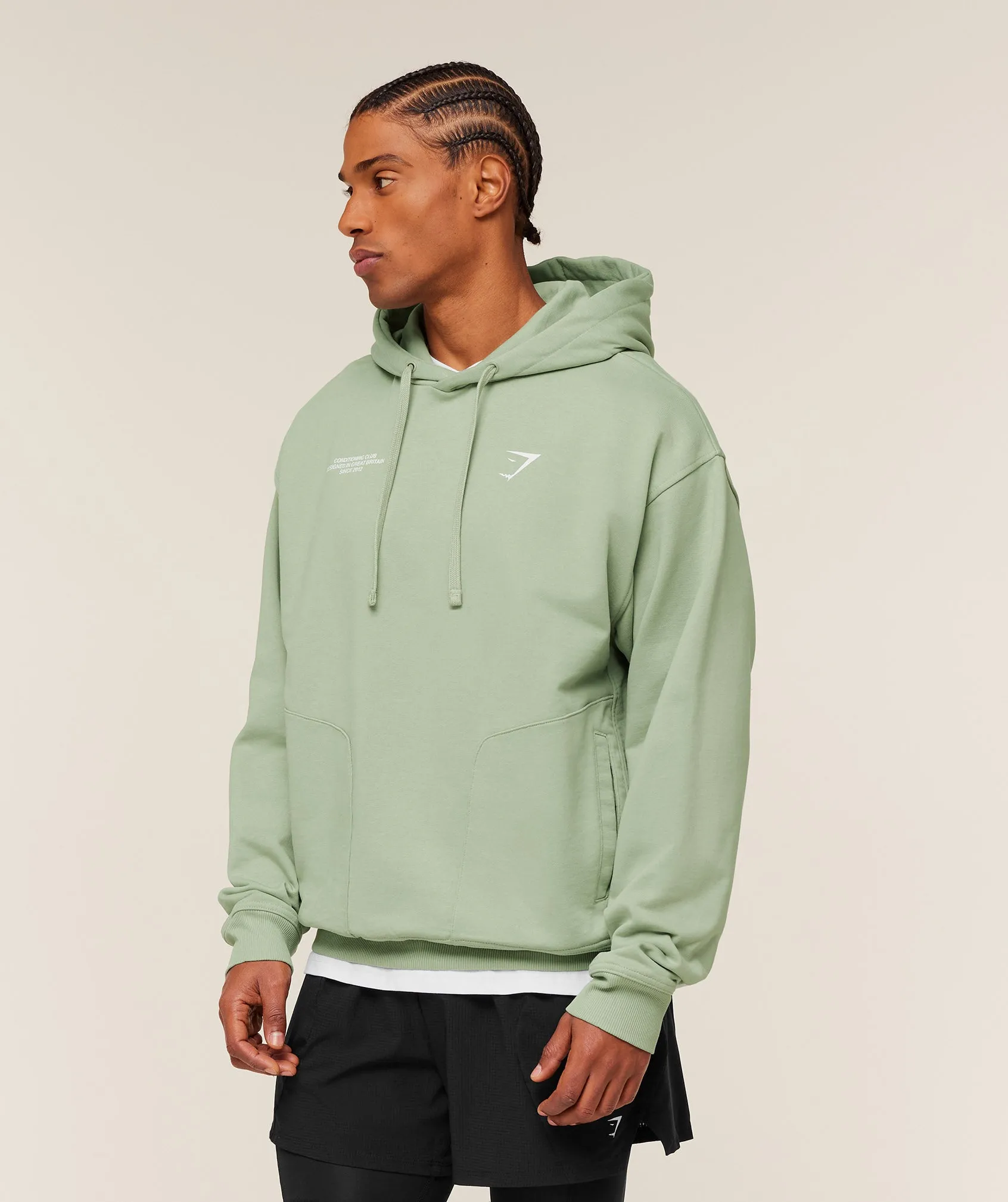 Gymshark Conditioning Club Hoodie - GS HAZE GREEN/GS WHITE sold by Gymshark product image thumbnail 3