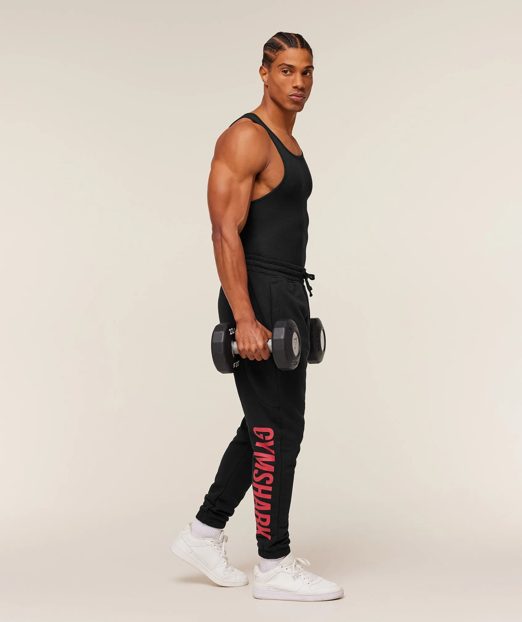 Gymshark Power Wordmark Joggers - Black/Conditioning Red sold by Gymshark product image thumbnail 4