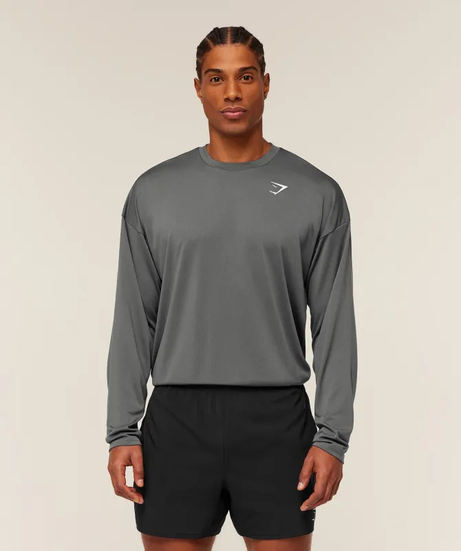 Gymshark Arrival Oversized Long Sleeve T-Shirt - Silhouette Grey sold by Gymshark