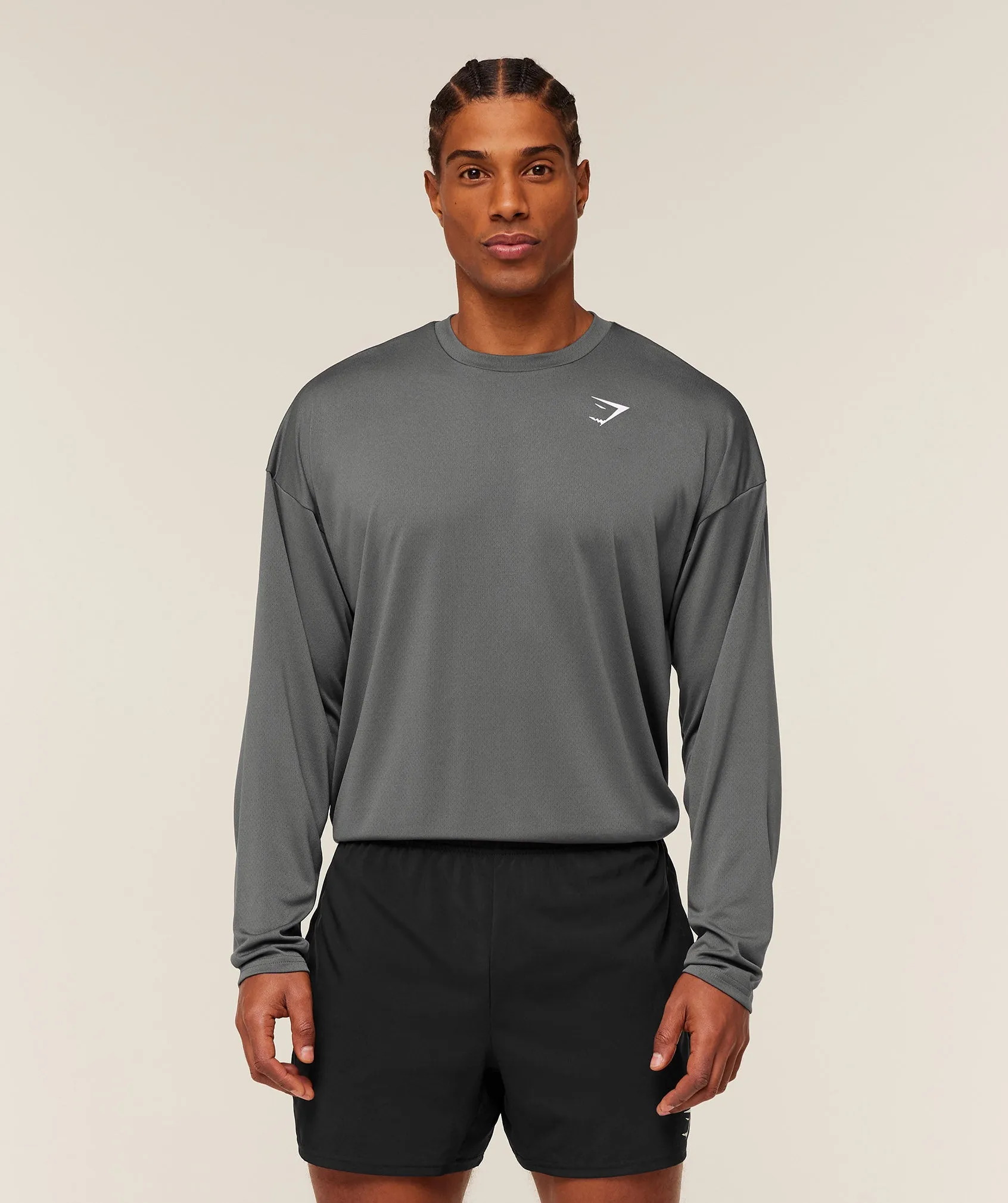 Gymshark Arrival Oversized Long Sleeve T-Shirt - Silhouette Grey sold by Gymshark