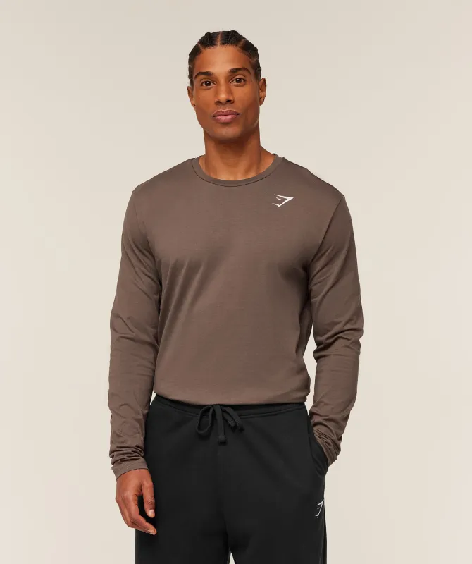 Gymshark Crest Long Sleeve T-Shirt - Soft Brown sold by Gymshark