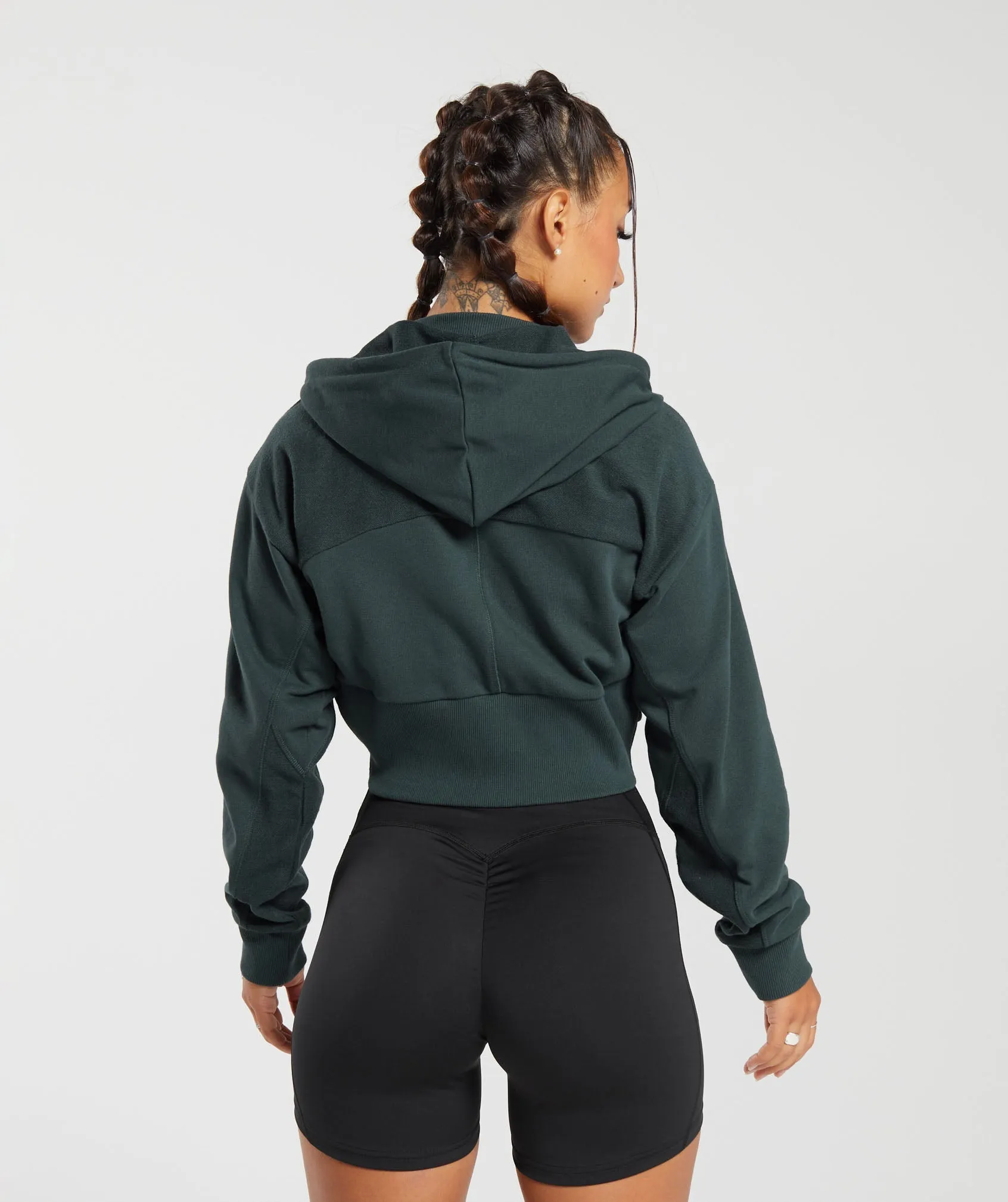 GS Power Crop Zip Hoodie - Darkest Teal sold by Gymshark product image thumbnail 2