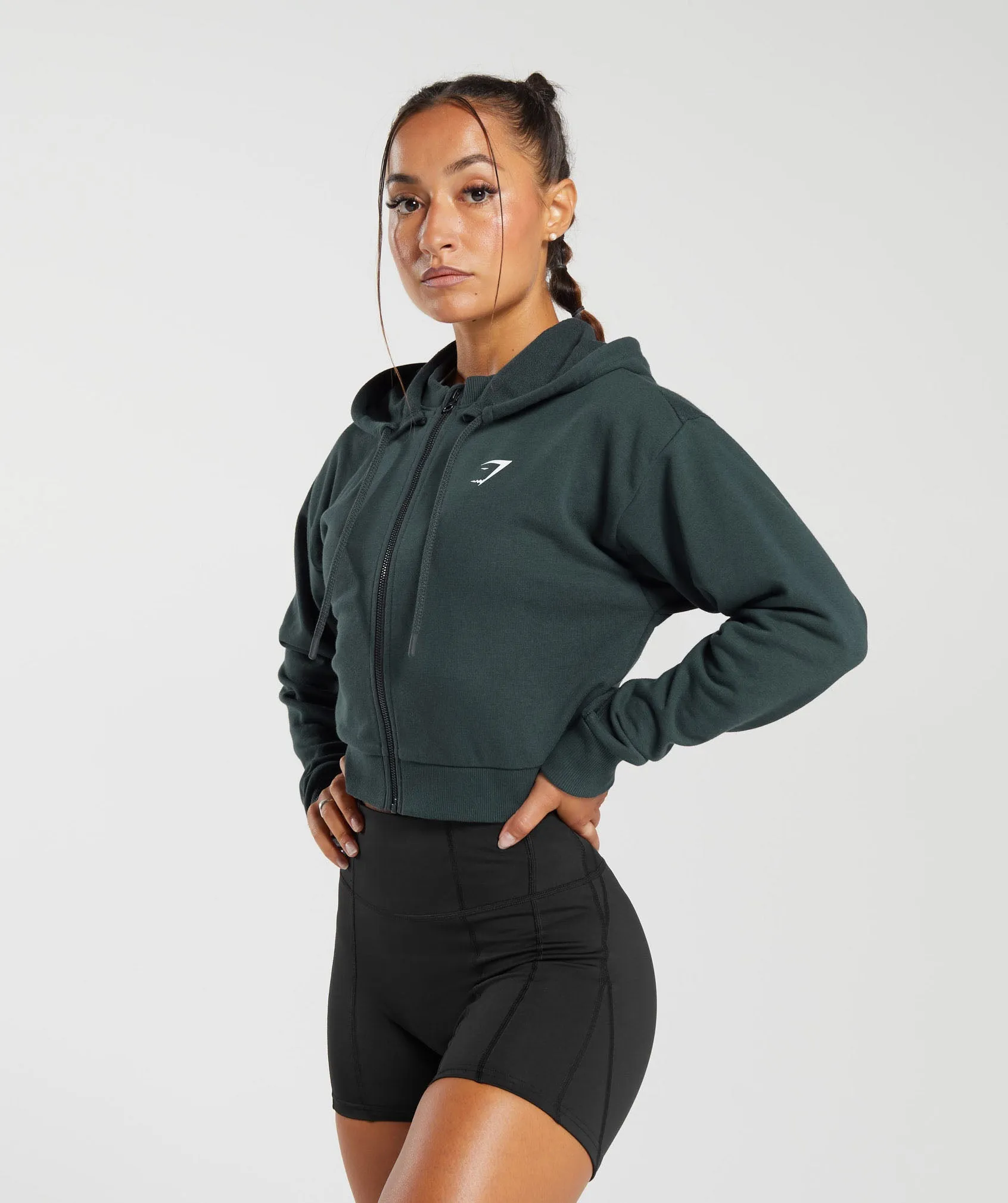 GS Power Crop Zip Hoodie - Darkest Teal sold by Gymshark product image thumbnail 3