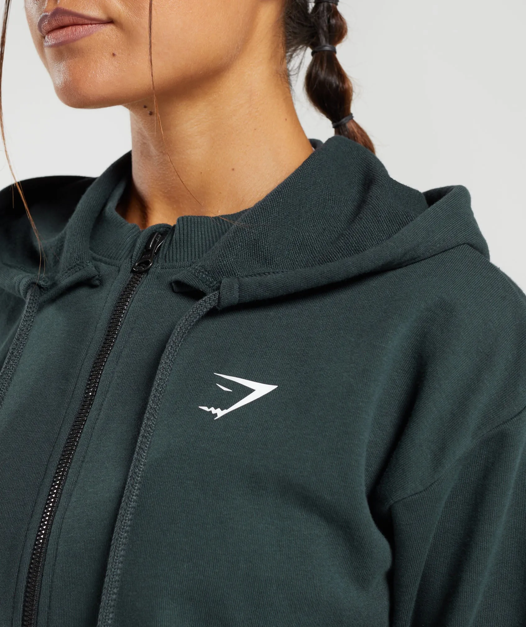 GS Power Crop Zip Hoodie - Darkest Teal sold by Gymshark product image thumbnail 5