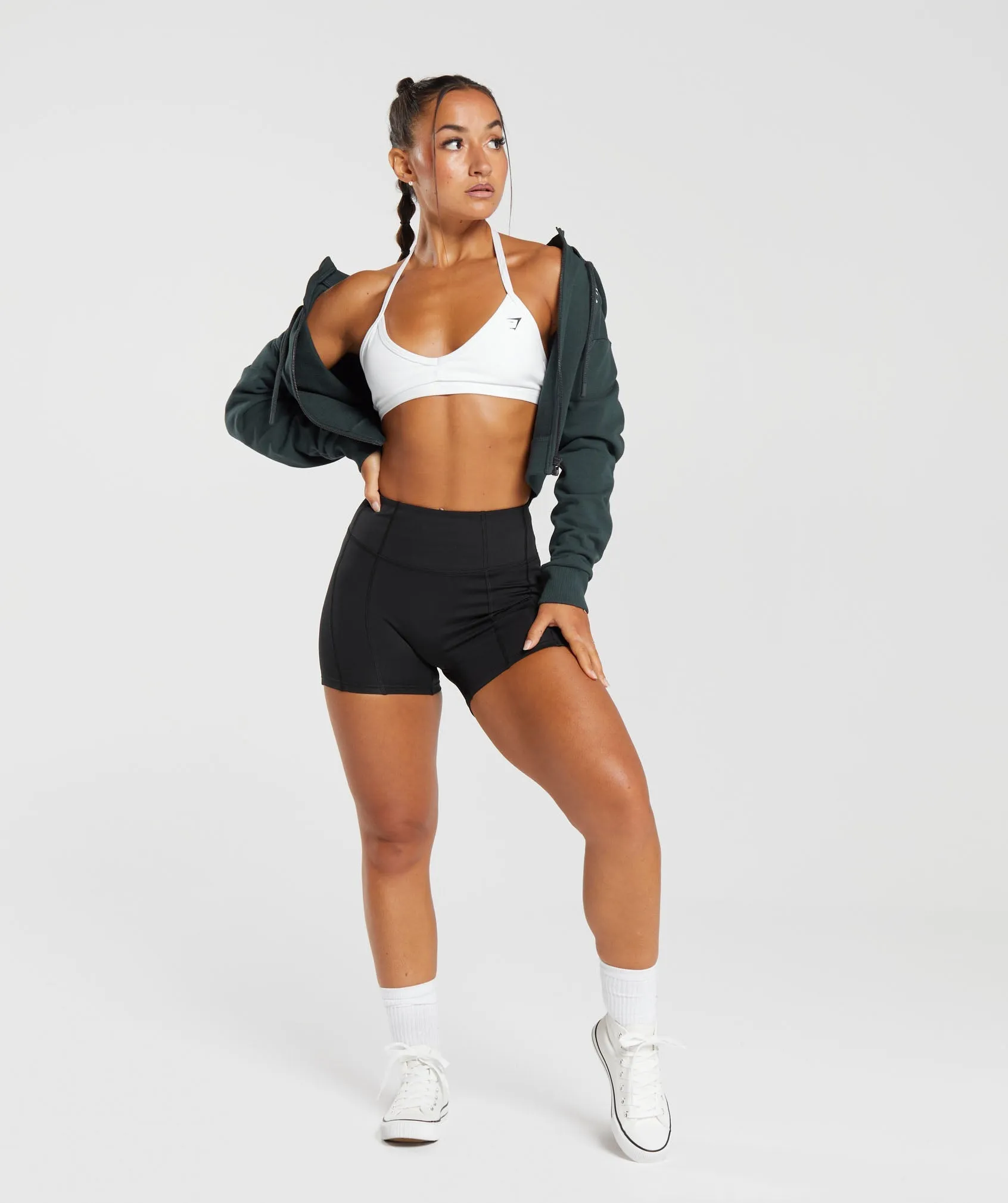 GS Power Crop Zip Hoodie - Darkest Teal sold by Gymshark product image thumbnail 4