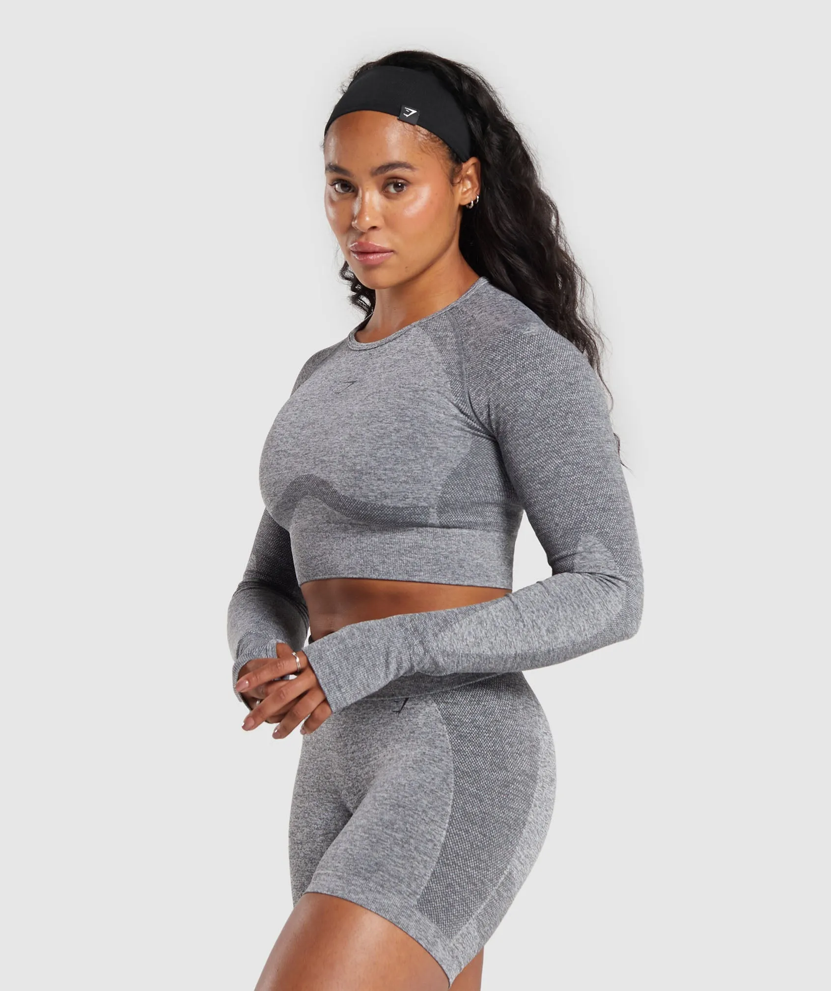 Gymshark Flex Long Sleeve Crop Top - Charcoal Grey Marl sold by Gymshark product image thumbnail 4