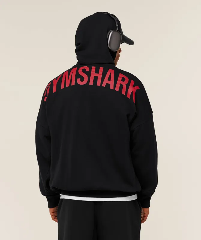 Gymshark Power Zip Up Hoodie - Black/Conditioning Red sold by Gymshark