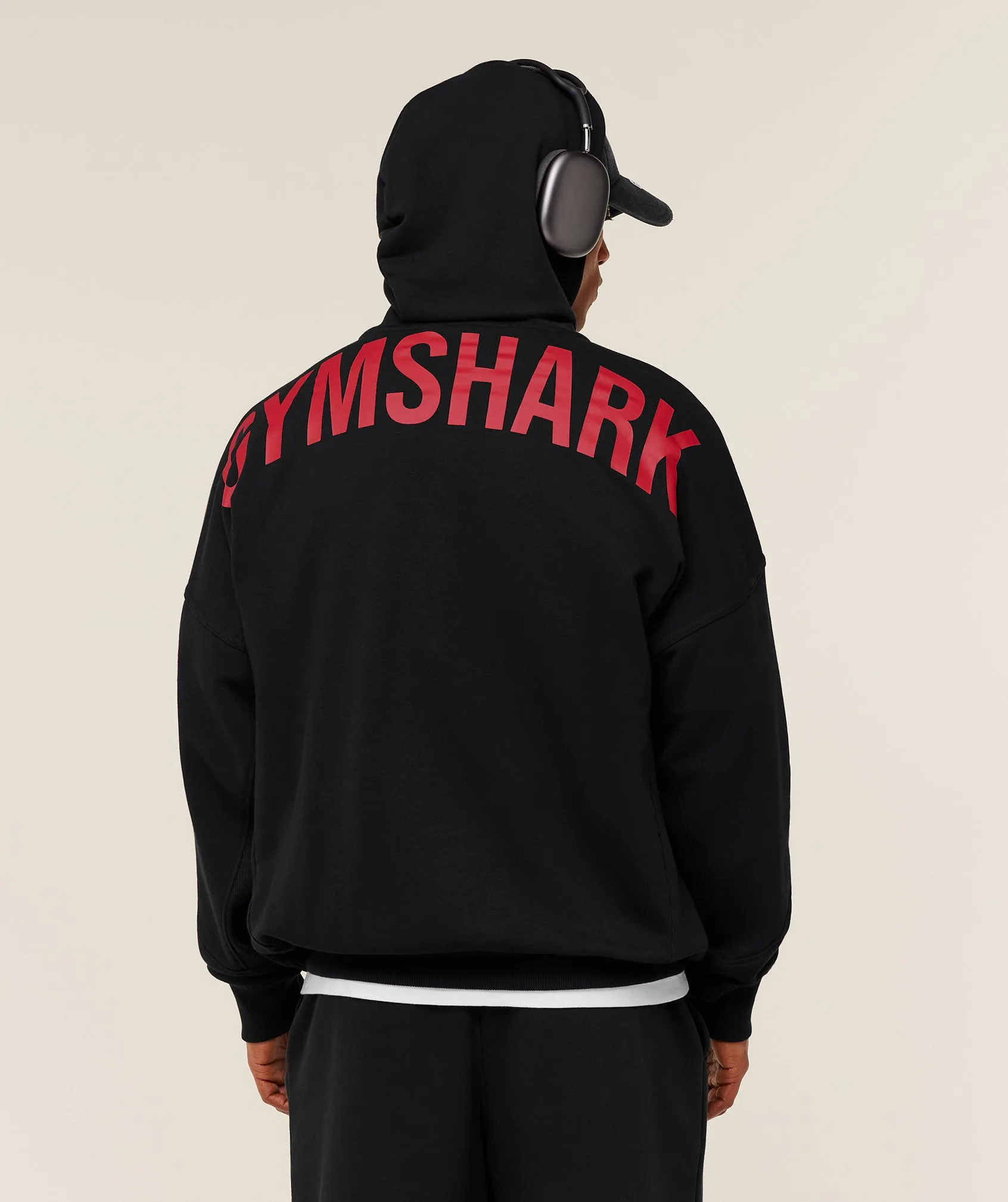 Gymshark Power Zip Up Hoodie - Black/Conditioning Red sold by Gymshark