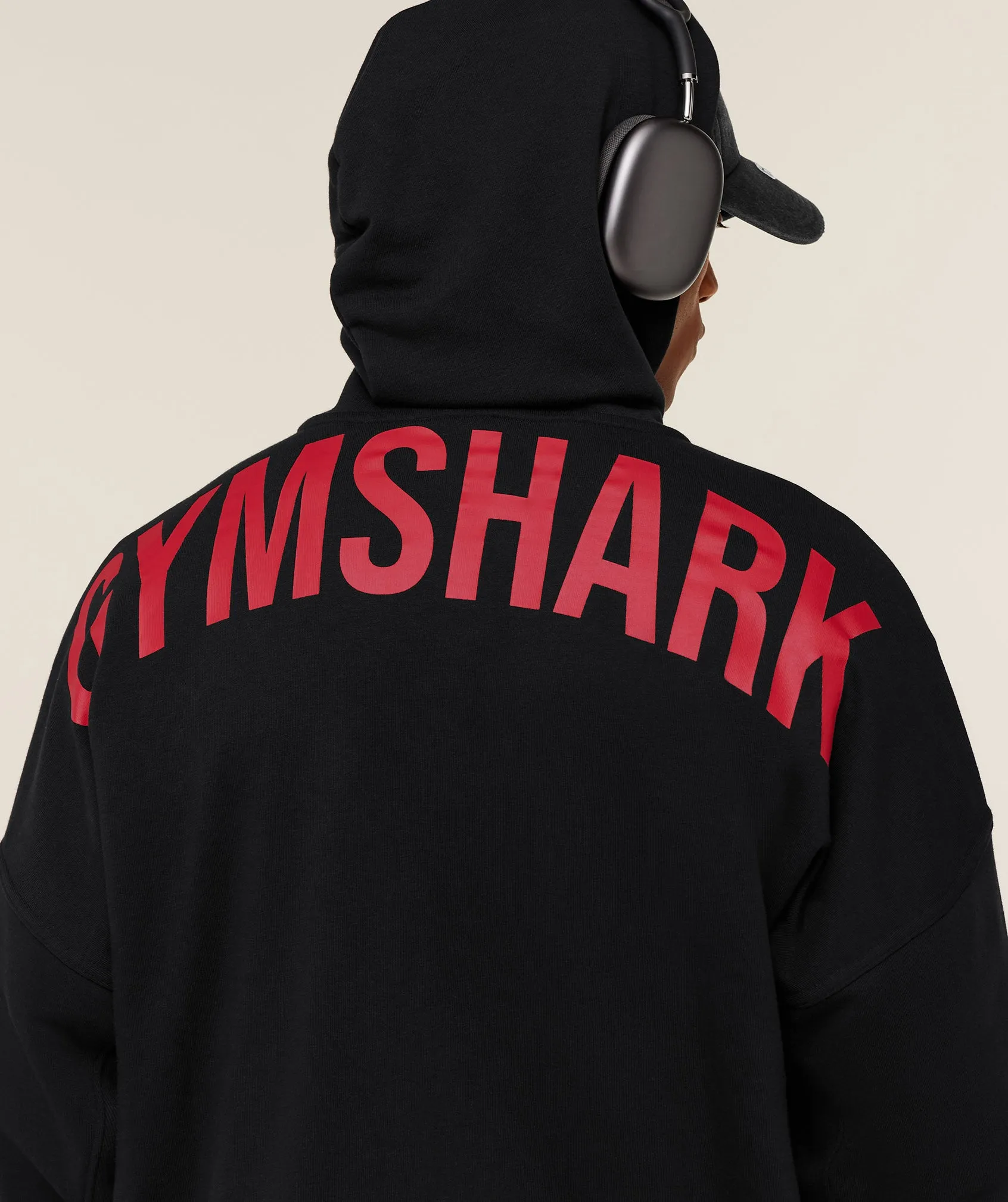 Gymshark Power Zip Up Hoodie - Black/Conditioning Red sold by Gymshark product image thumbnail 5