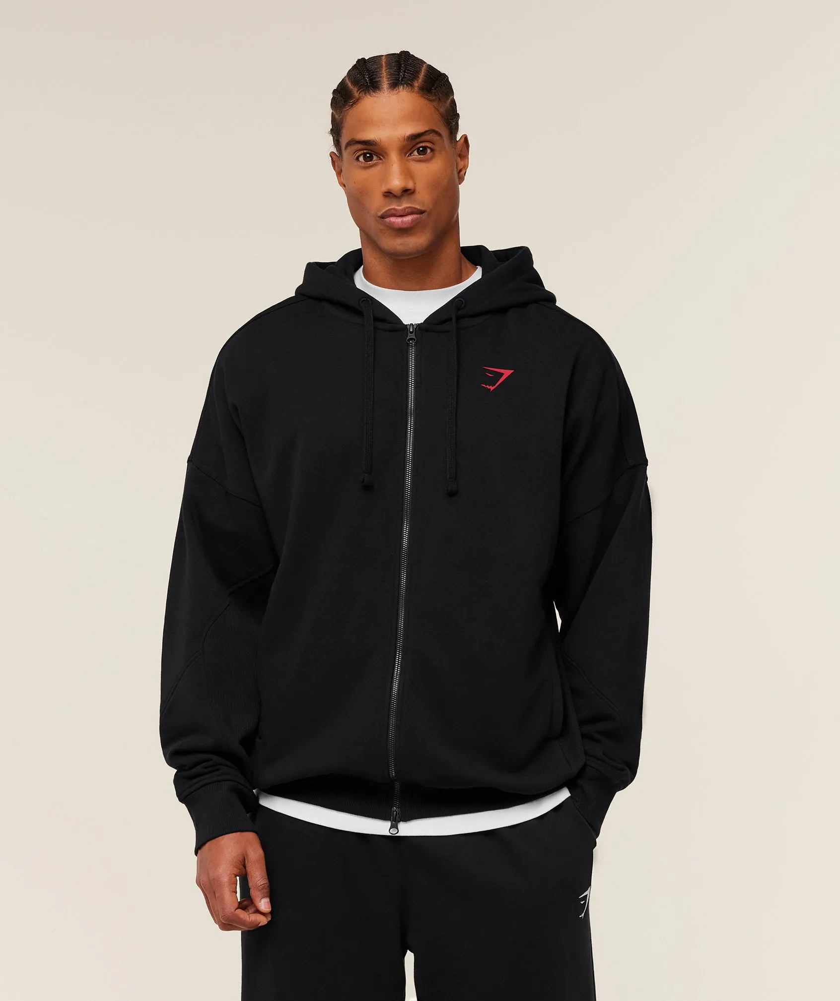 Gymshark Power Zip Up Hoodie - Black/Conditioning Red sold by Gymshark product image thumbnail 2