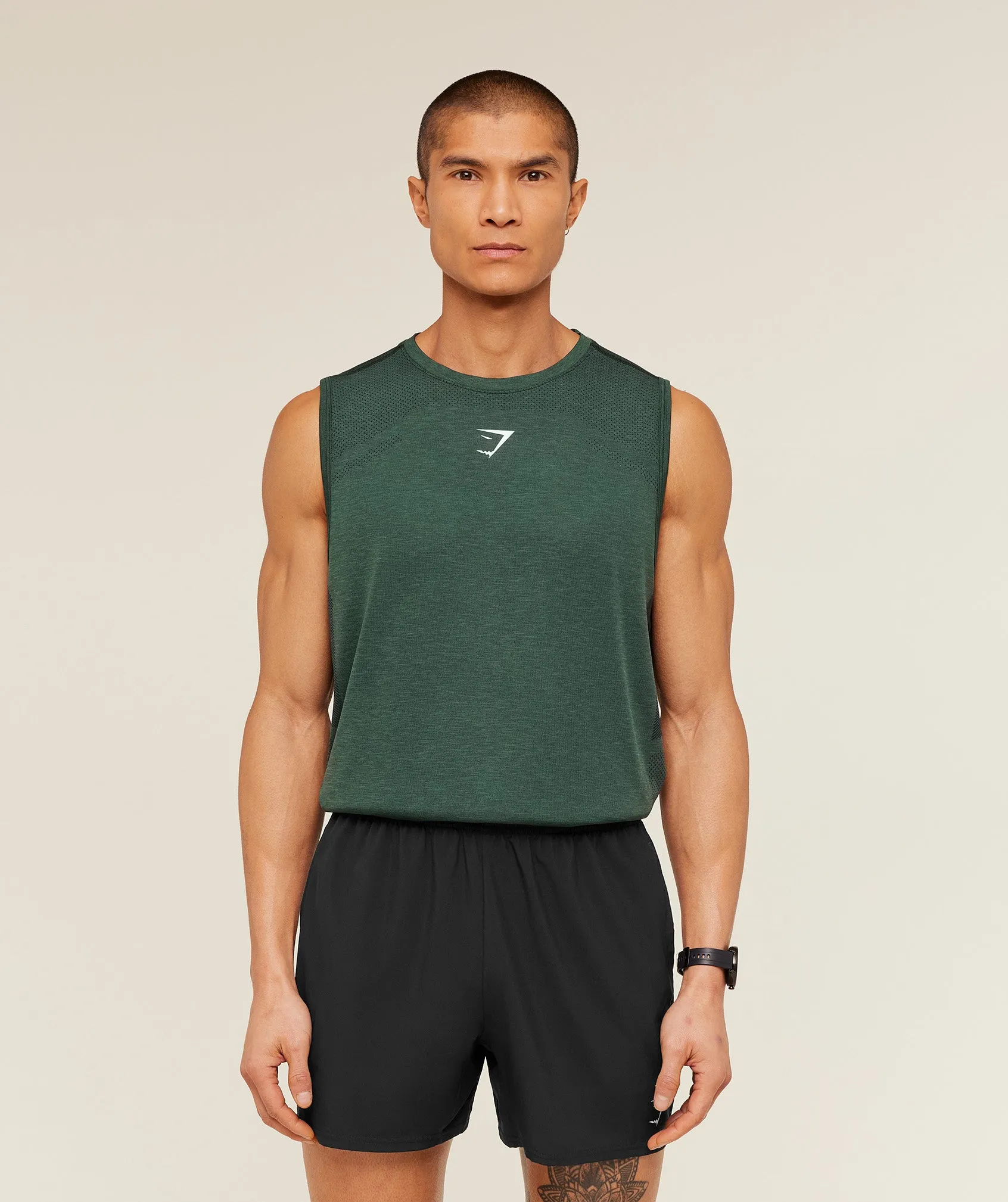 Gymshark Lightweight Seamless Tank - GS Victory Green/ Marl sold by Gymshark