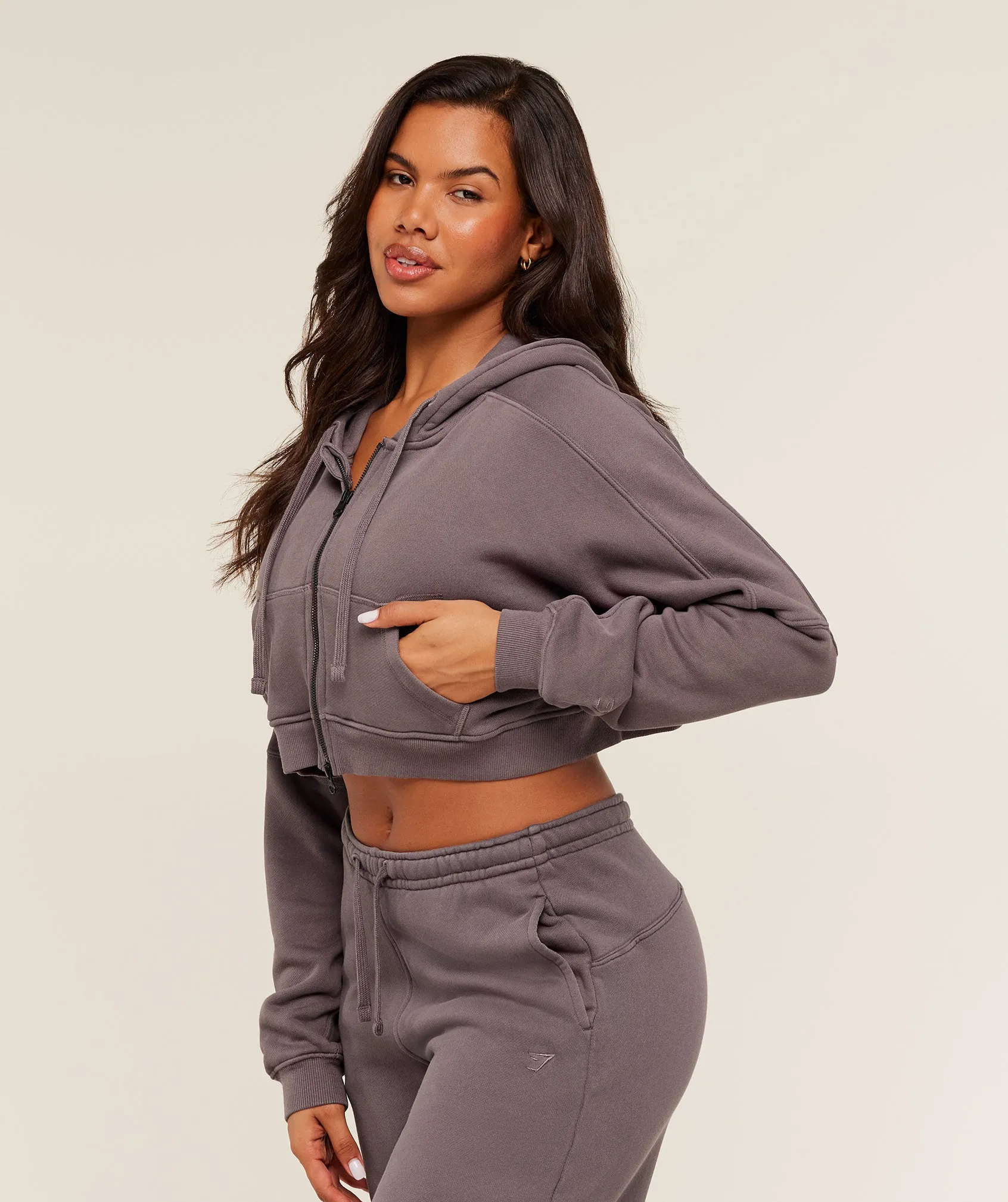 Gymshark Pump Zip Through Hoodie - GS Cool Brown/WASH sold by Gymshark product image thumbnail 3