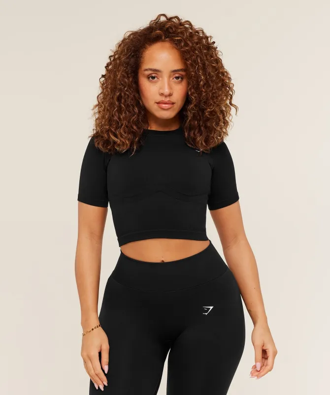 Gymshark Lift Seamless Short Sleeve Top - Black Marl sold by Gymshark