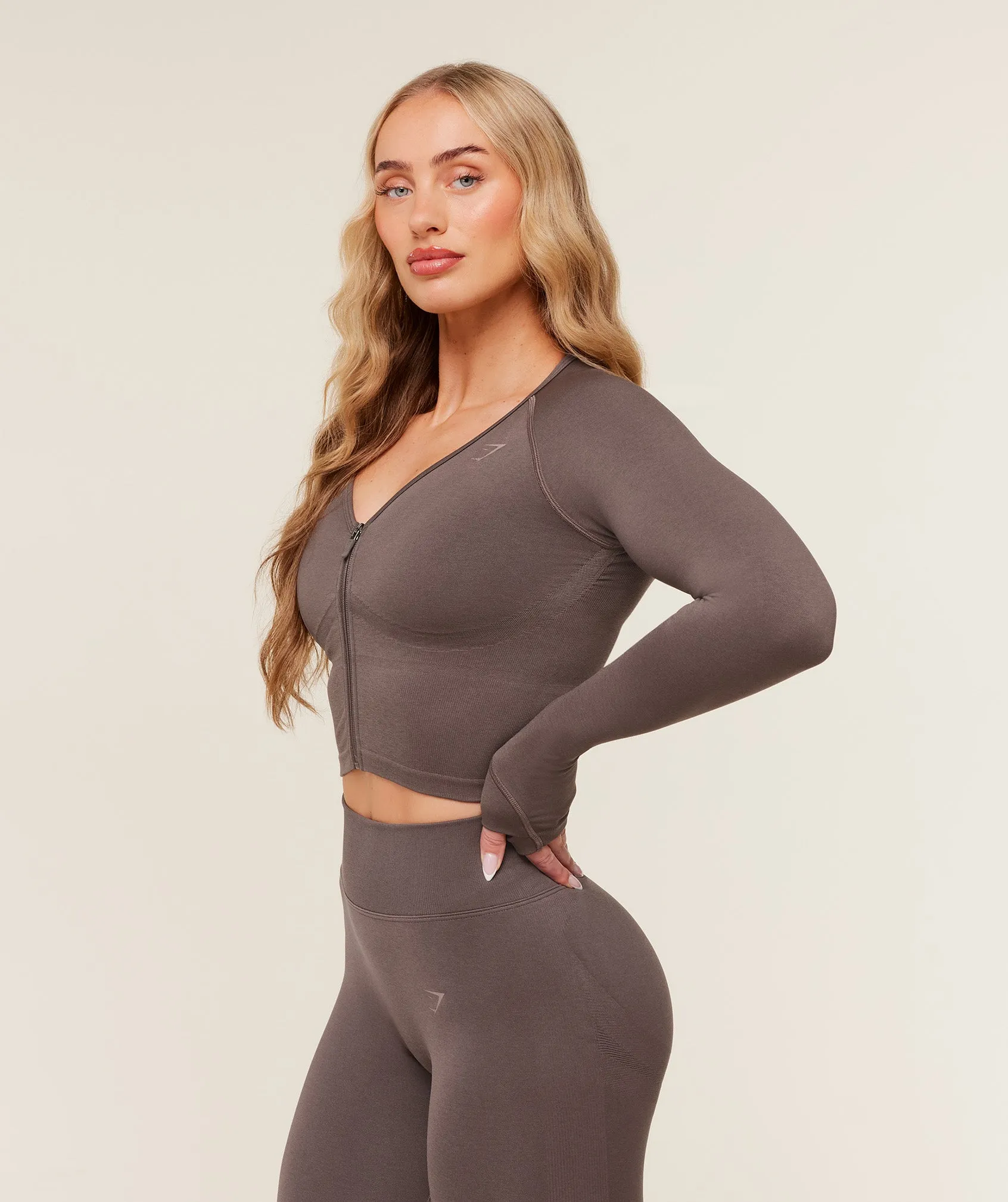 Gymshark Lift Seamless Jacket - Cool Brown sold by Gymshark product image thumbnail 3