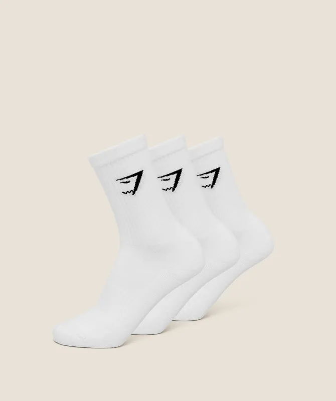 Gymshark Crew Socks 3pk - GS White sold by Gymshark