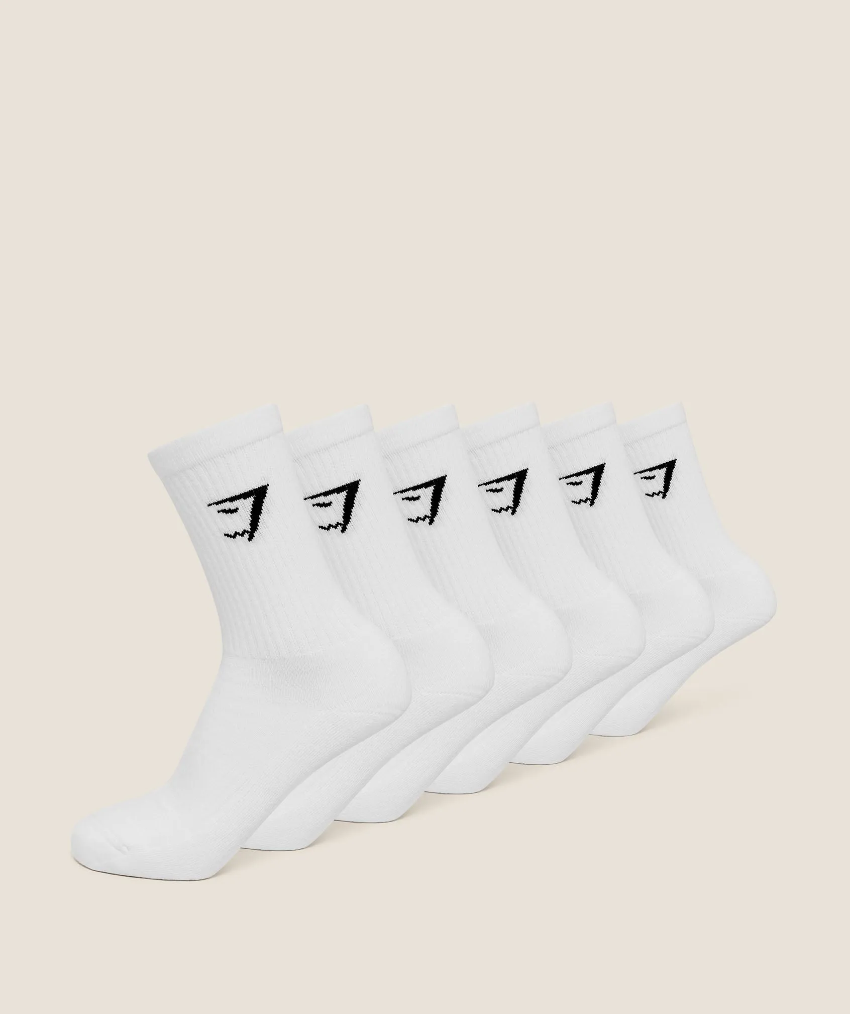 Gymshark Crew Socks 6pk - GS White sold by Gymshark