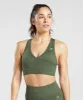 Gymshark Adapt Animal Seamless Sports Bra - Willow Green/Core Olive sold by Gymshark
