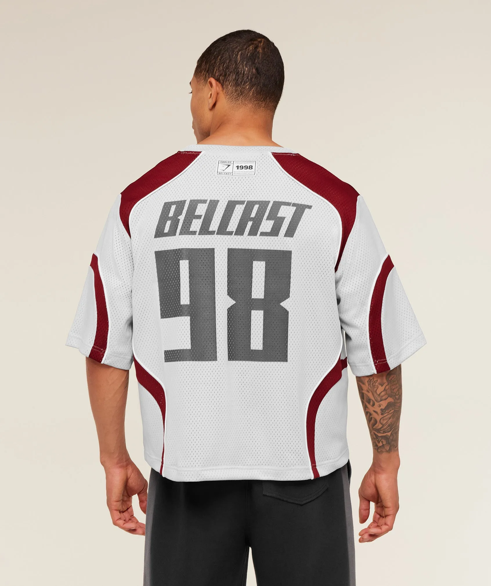Gymshark x Carlos Belcast Mesh Jersey - Light Grey sold by Gymshark