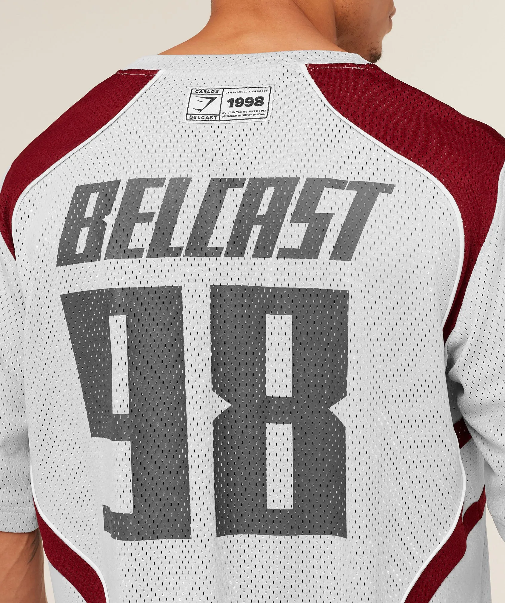 Gymshark x Carlos Belcast Mesh Jersey - Light Grey sold by Gymshark product image thumbnail 5