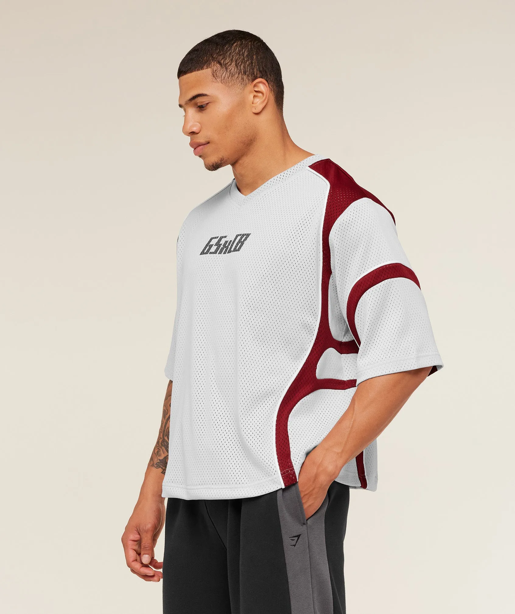Gymshark x Carlos Belcast Mesh Jersey - Light Grey sold by Gymshark product image thumbnail 3