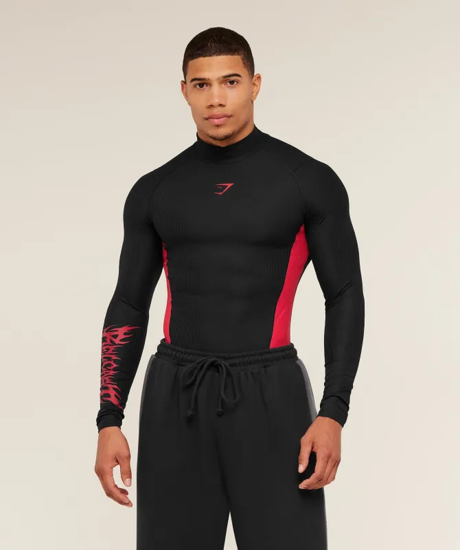Gymshark x Carlos Belcast Long Sleeve Tee - Black/Carmine Red made by Gymshark