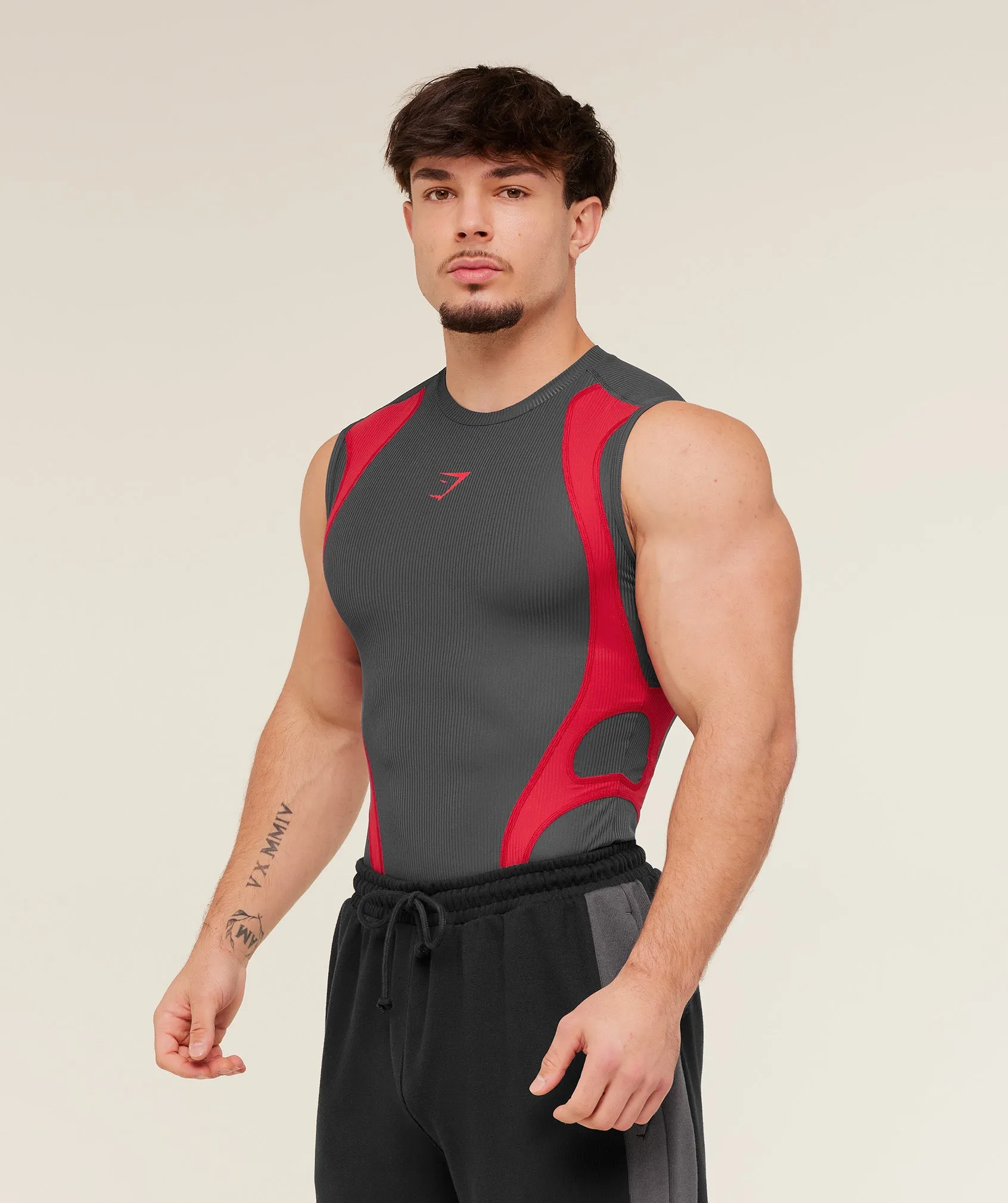 Gymshark x Carlos Belcast Tank Baselayer - Onyx Grey sold by Gymshark product image thumbnail 3