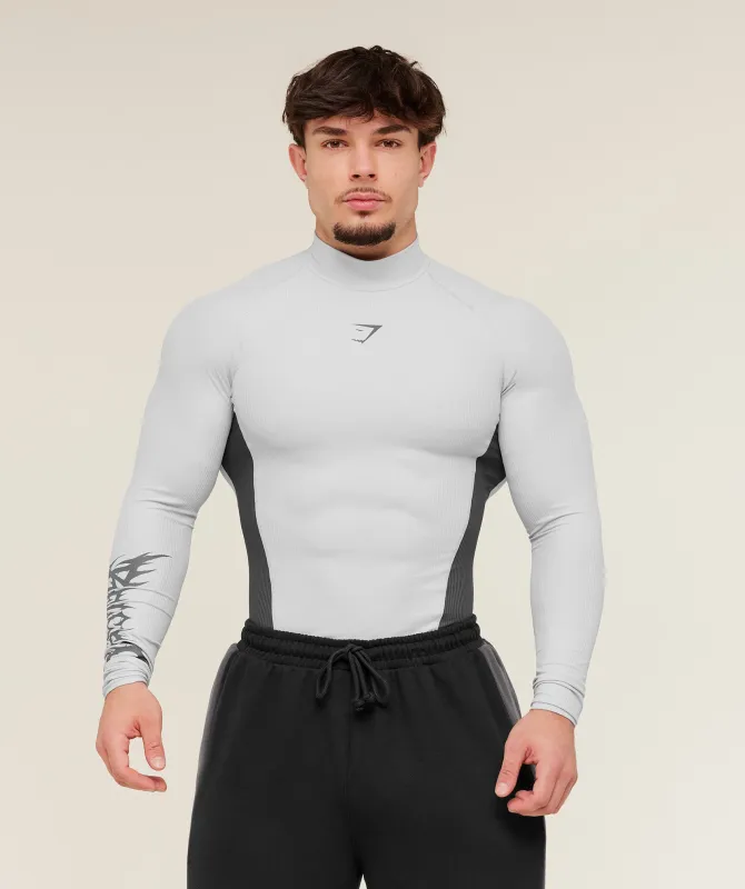 Gymshark x Carlos Belcast Long Sleeve Tee - Light Grey/Onyx Grey made by Gymshark