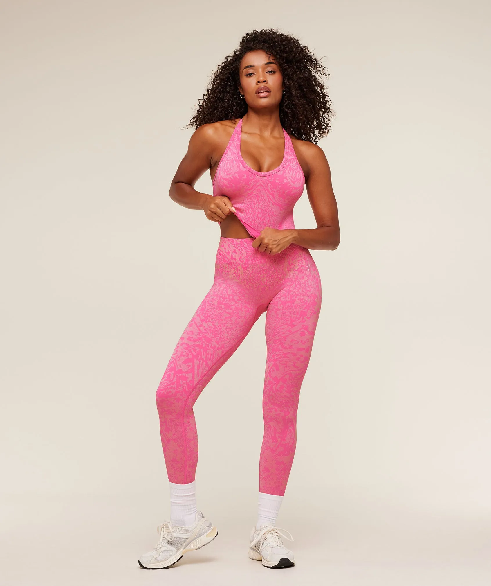 Gymshark Adapt Animal X Whitney Tank Top with Shelf - Electric Pink / Sorbet Yellow sold by Gymshark product image thumbnail 5