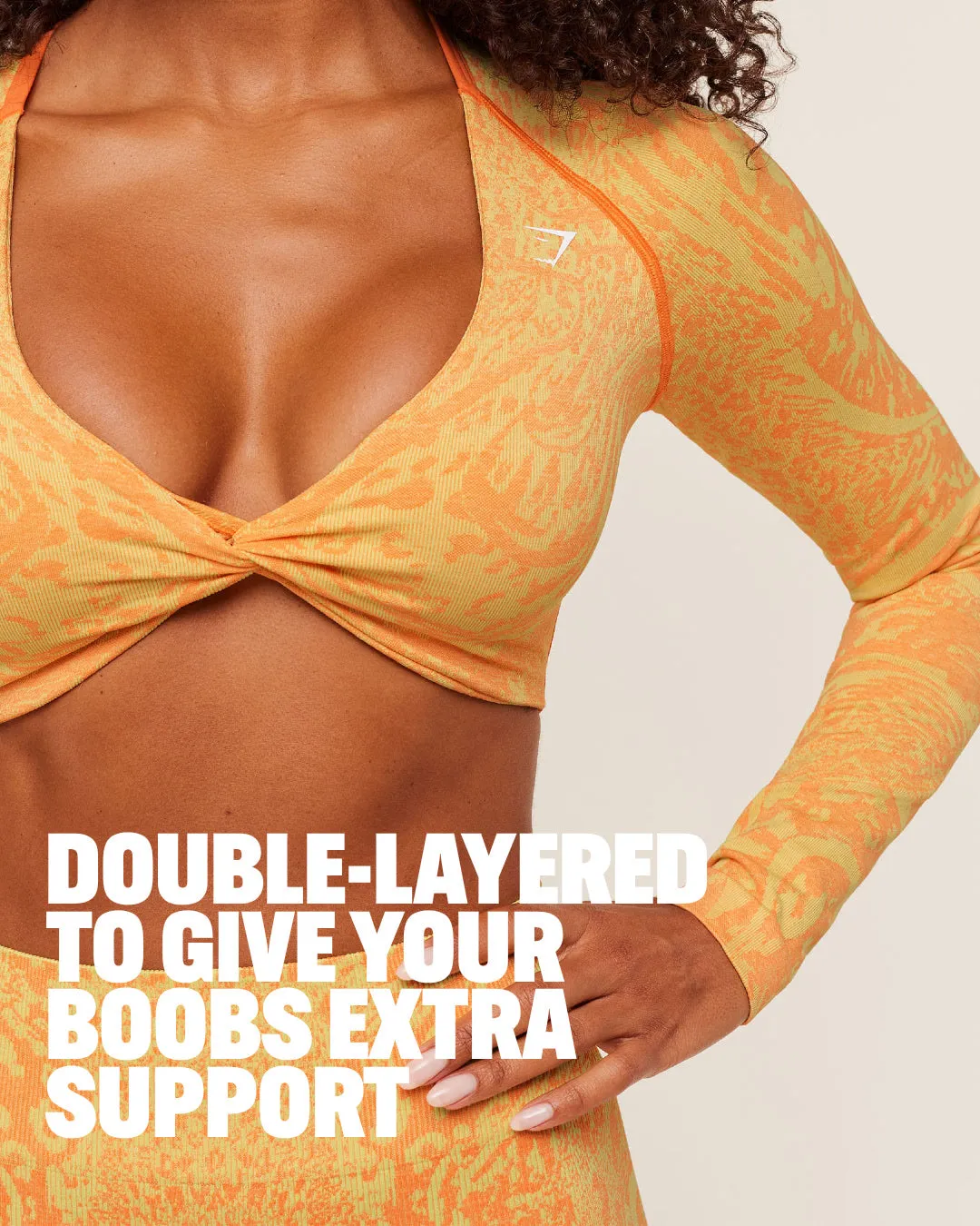 Gymshark Adapt Animal X Whitney Long Sleeve Crop Top - Sorbet Yellow / Dayglow Peach sold by Gymshark product image thumbnail 2