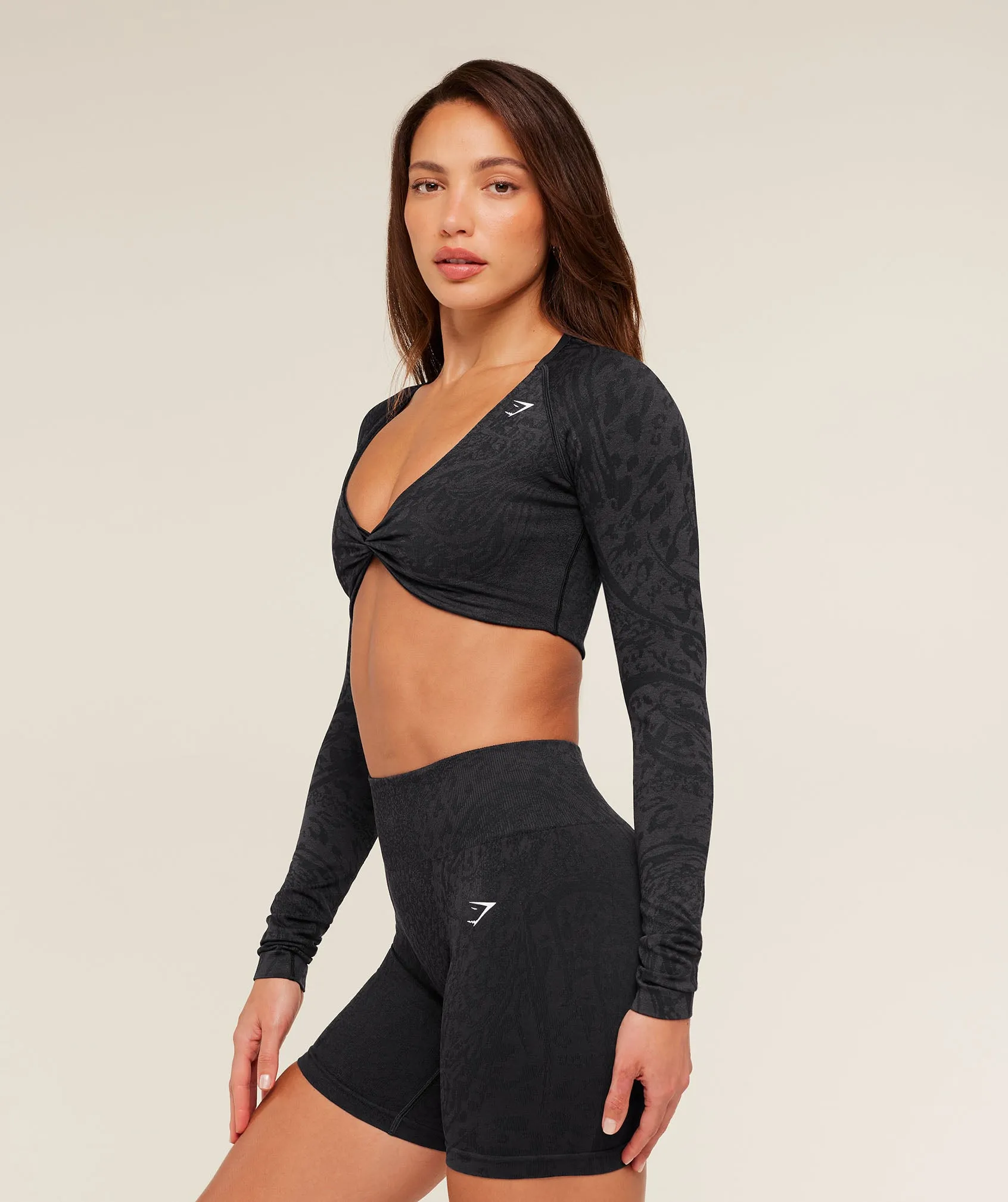 Gymshark Adapt Animal X Whitney Long Sleeve Crop Top - Black/Asphalt Grey sold by Gymshark product image thumbnail 4