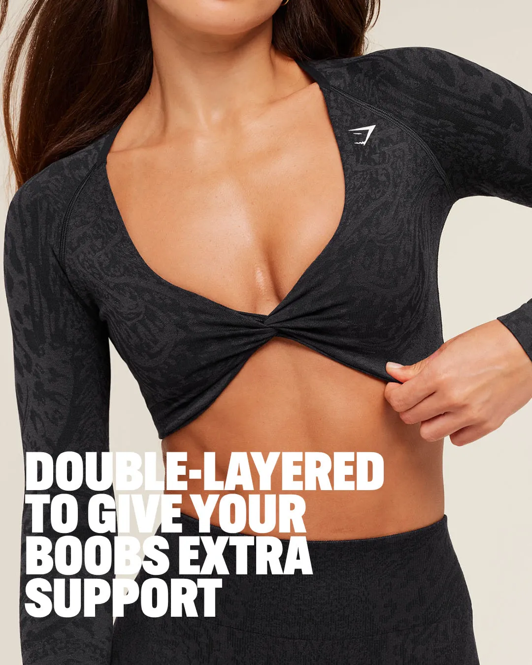 Gymshark Adapt Animal X Whitney Long Sleeve Crop Top - Black/Asphalt Grey sold by Gymshark product image thumbnail 2