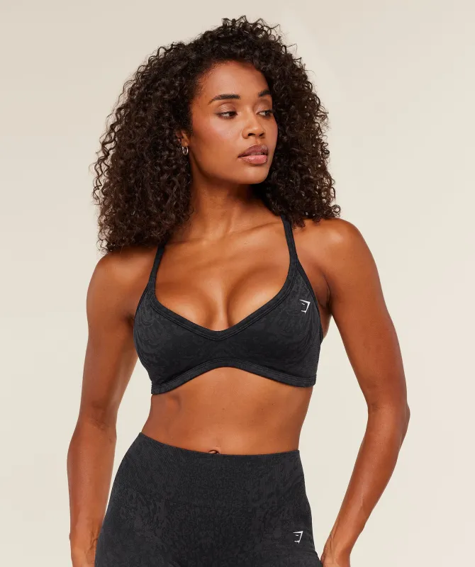Gymshark Adapt Animal X Whitney Sports Bra - Black /  Asphalt Grey sold by Gymshark