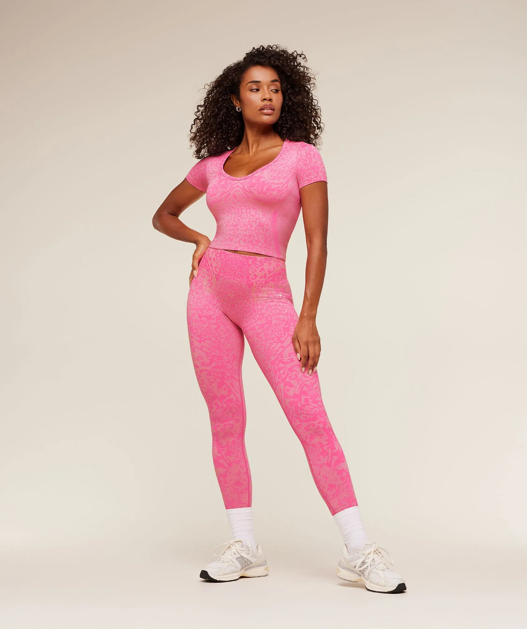 Gymshark Adapt Animal X Whitney Short Sleeve Top - Electric Pink / Sorbet Yellow sold by Gymshark product image thumbnail 5