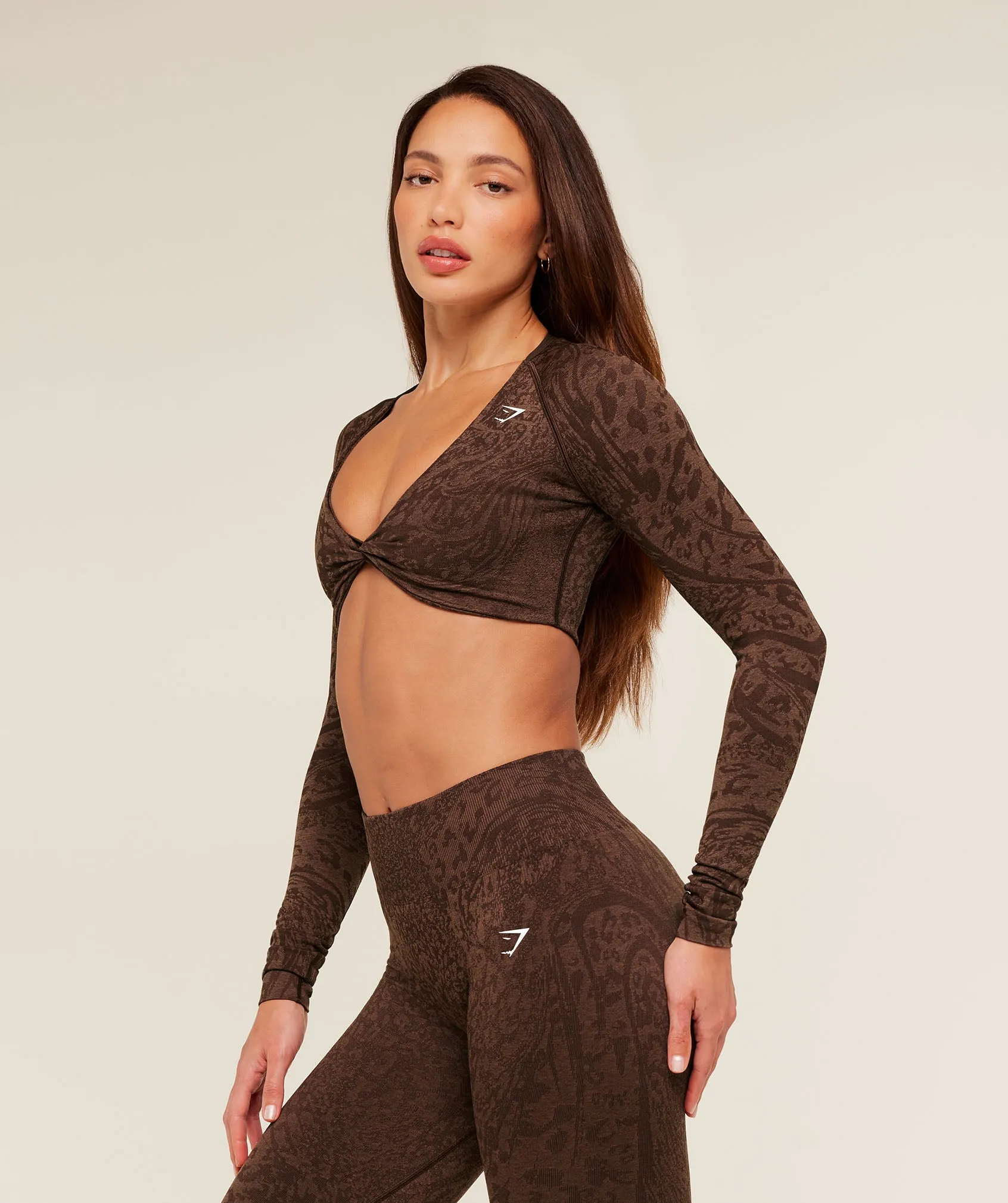 Gymshark Adapt Animal X Whitney Long Sleeve Crop Top - Archive Brown / Soft Brown sold by Gymshark product image thumbnail 4