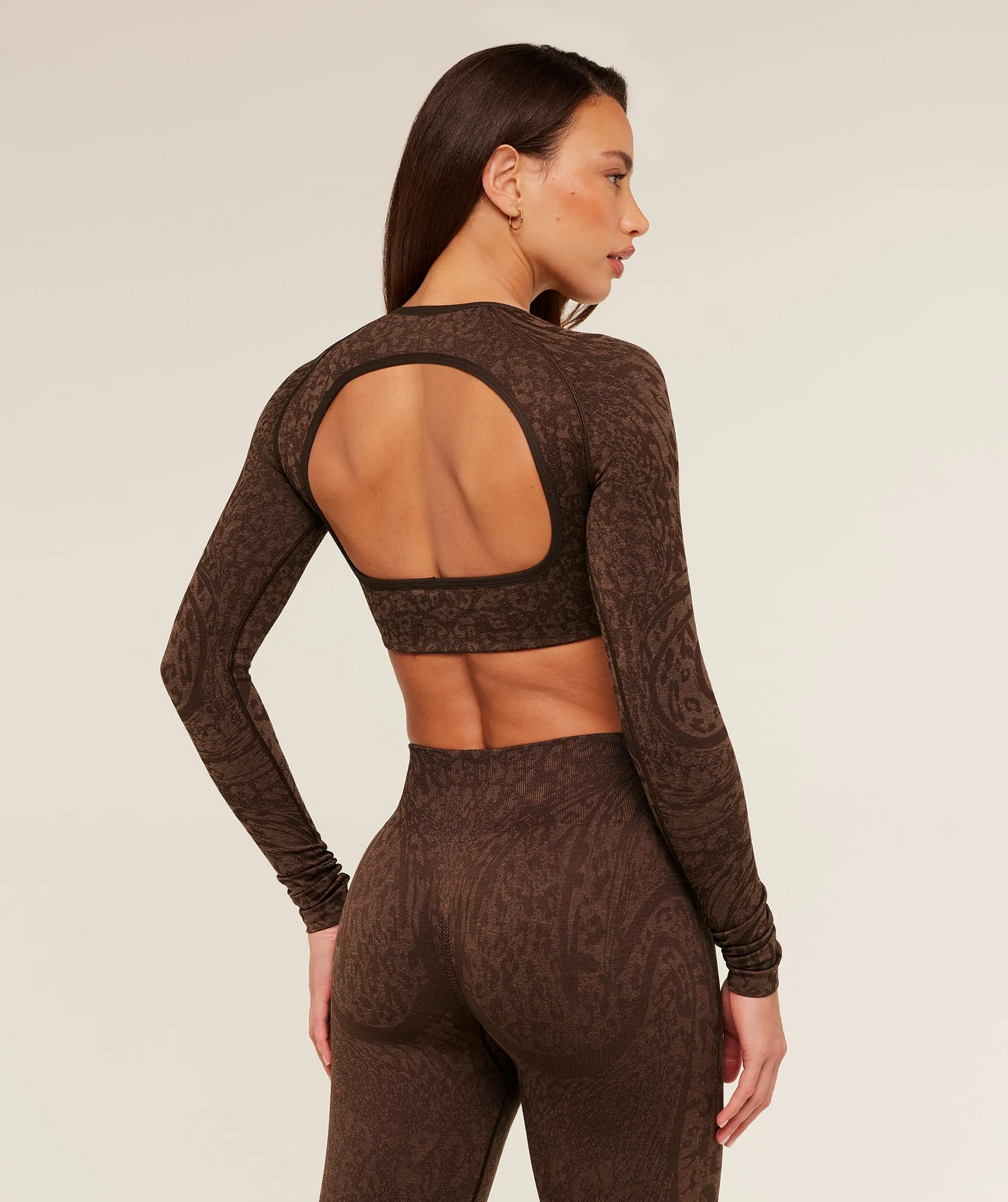 Gymshark Adapt Animal X Whitney Long Sleeve Crop Top - Archive Brown / Soft Brown sold by Gymshark product image thumbnail 3
