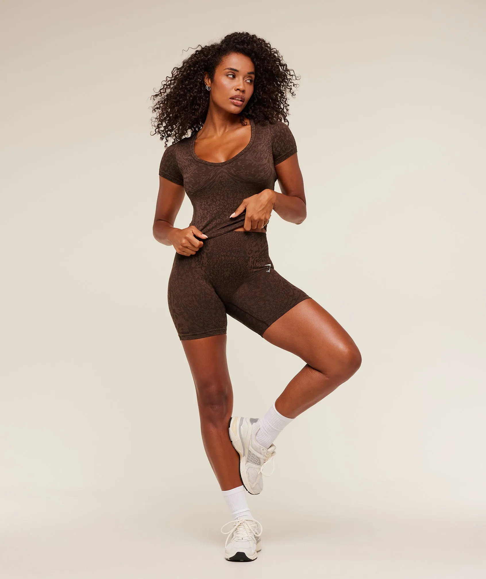 Gymshark Adapt Animal X Whitney Short Sleeve Top - Archive Brown / Soft Brown sold by Gymshark product image thumbnail 5