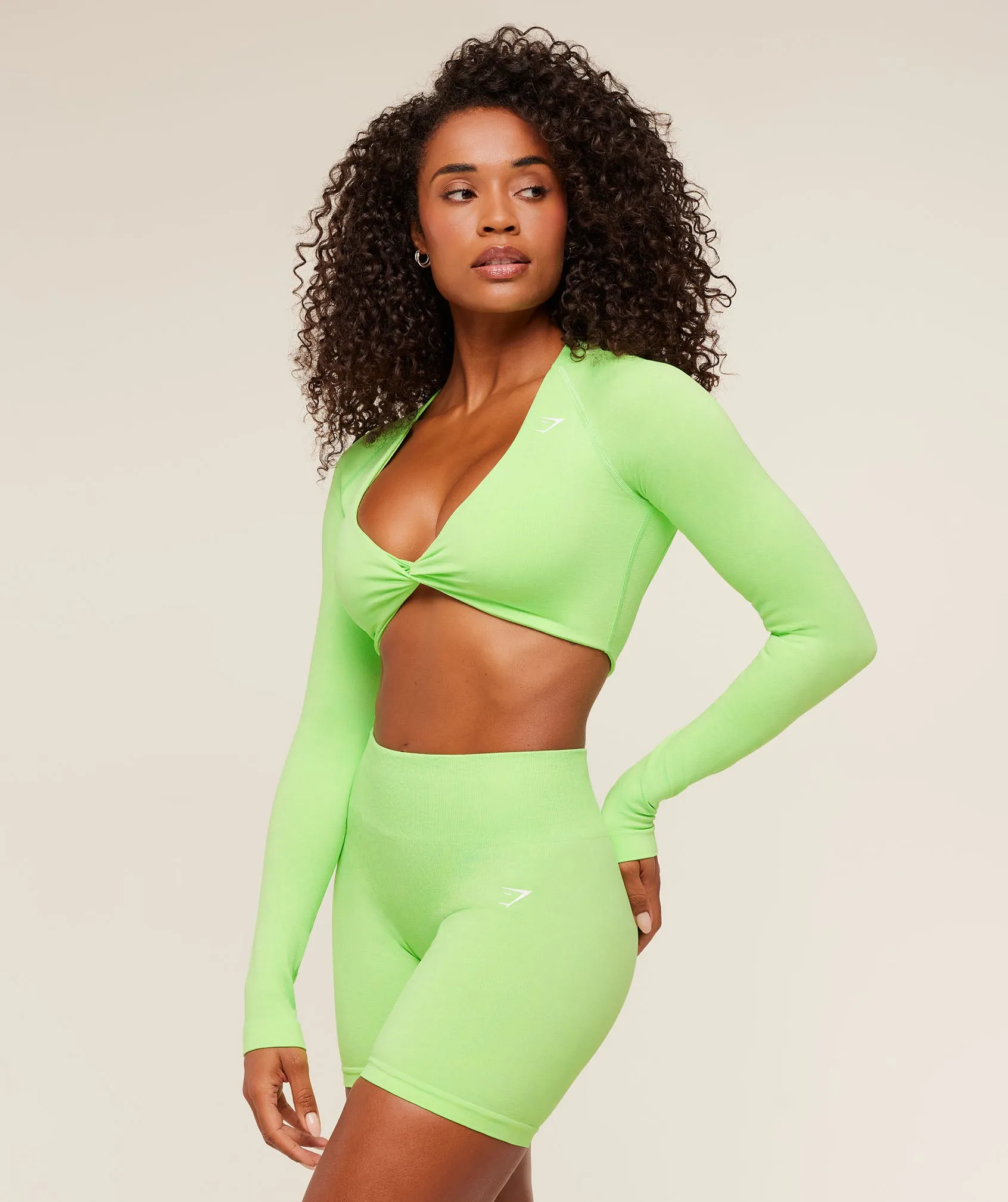Gymshark Adapt Animal X Whitney Long Sleeve Crop Top - Energy Gelato Green / Sorbet Yellow sold by Gymshark product image thumbnail 4