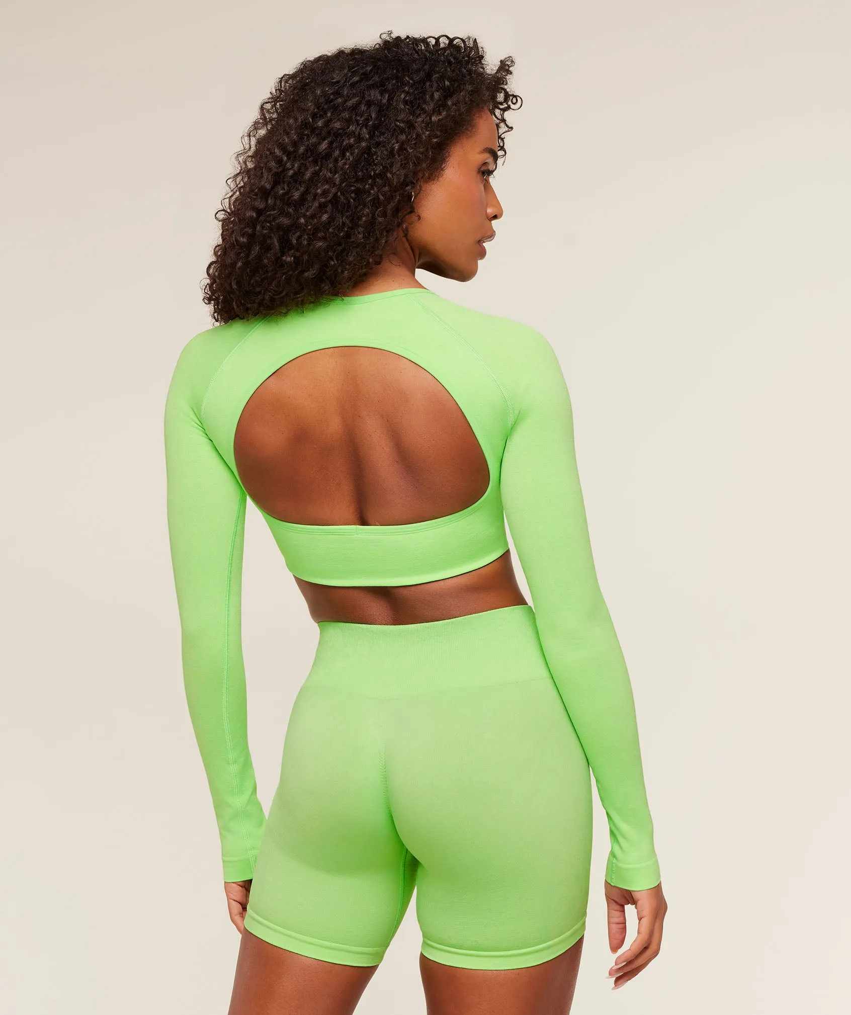 Gymshark Adapt Animal X Whitney Long Sleeve Crop Top - Energy Gelato Green / Sorbet Yellow sold by Gymshark product image thumbnail 3
