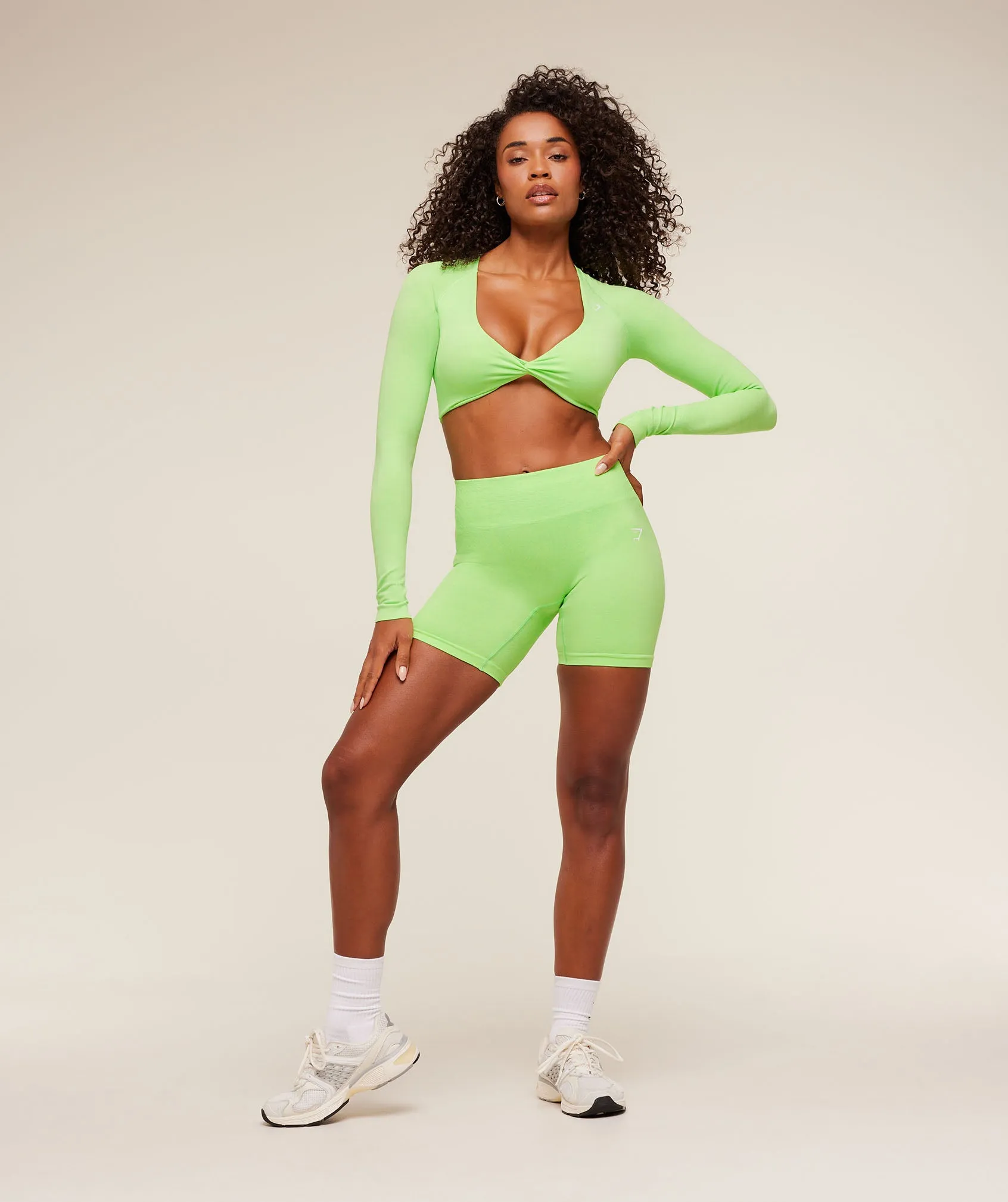 Gymshark Adapt Animal X Whitney Long Sleeve Crop Top - Energy Gelato Green / Sorbet Yellow sold by Gymshark product image thumbnail 5