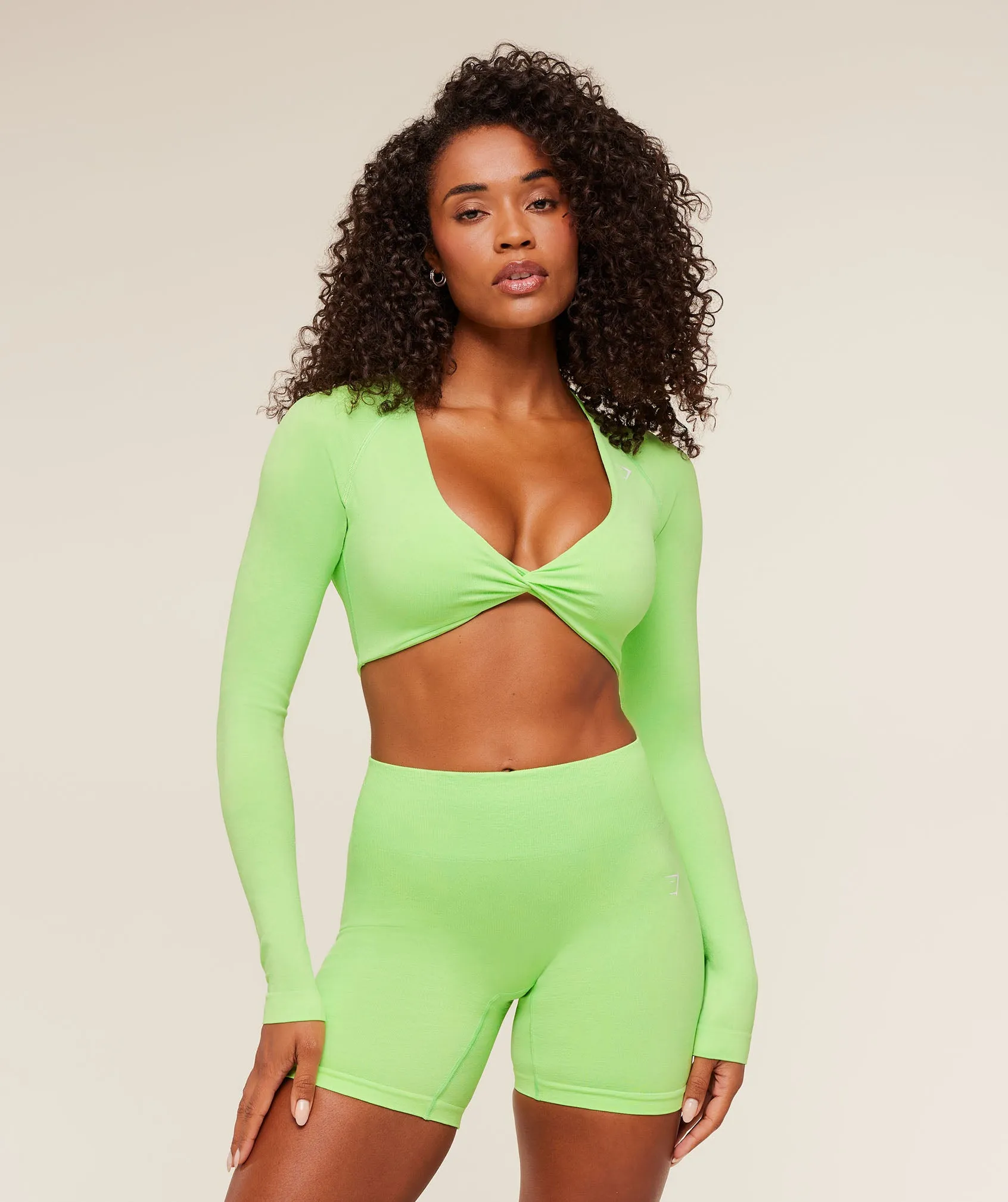 Gymshark Adapt Animal X Whitney Long Sleeve Crop Top - Energy Gelato Green / Sorbet Yellow sold by Gymshark