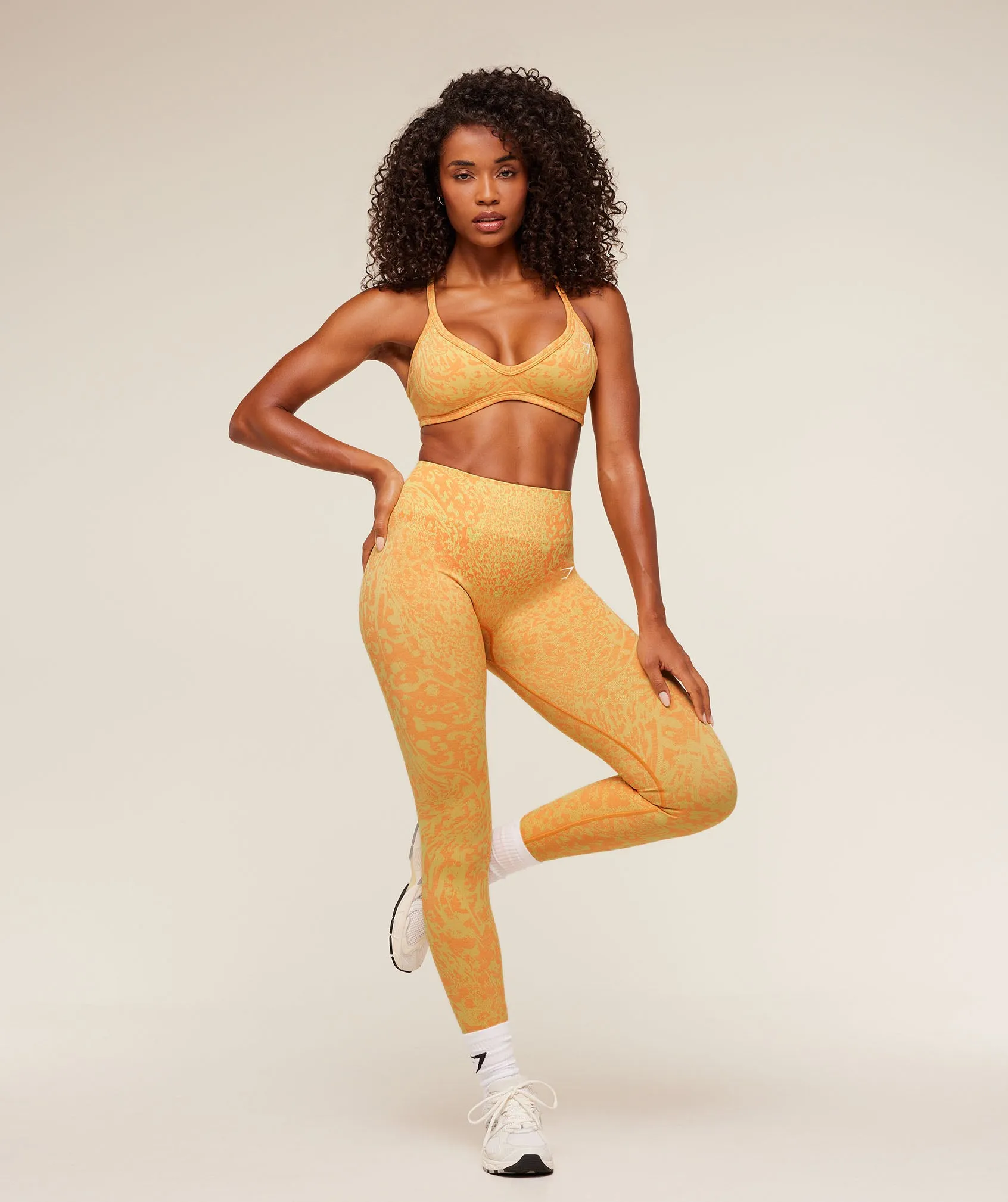 Gymshark Adapt Animal X Whitney Sports Bra - Sorbet Yellow / Dayglow Peach sold by Gymshark product image thumbnail 5