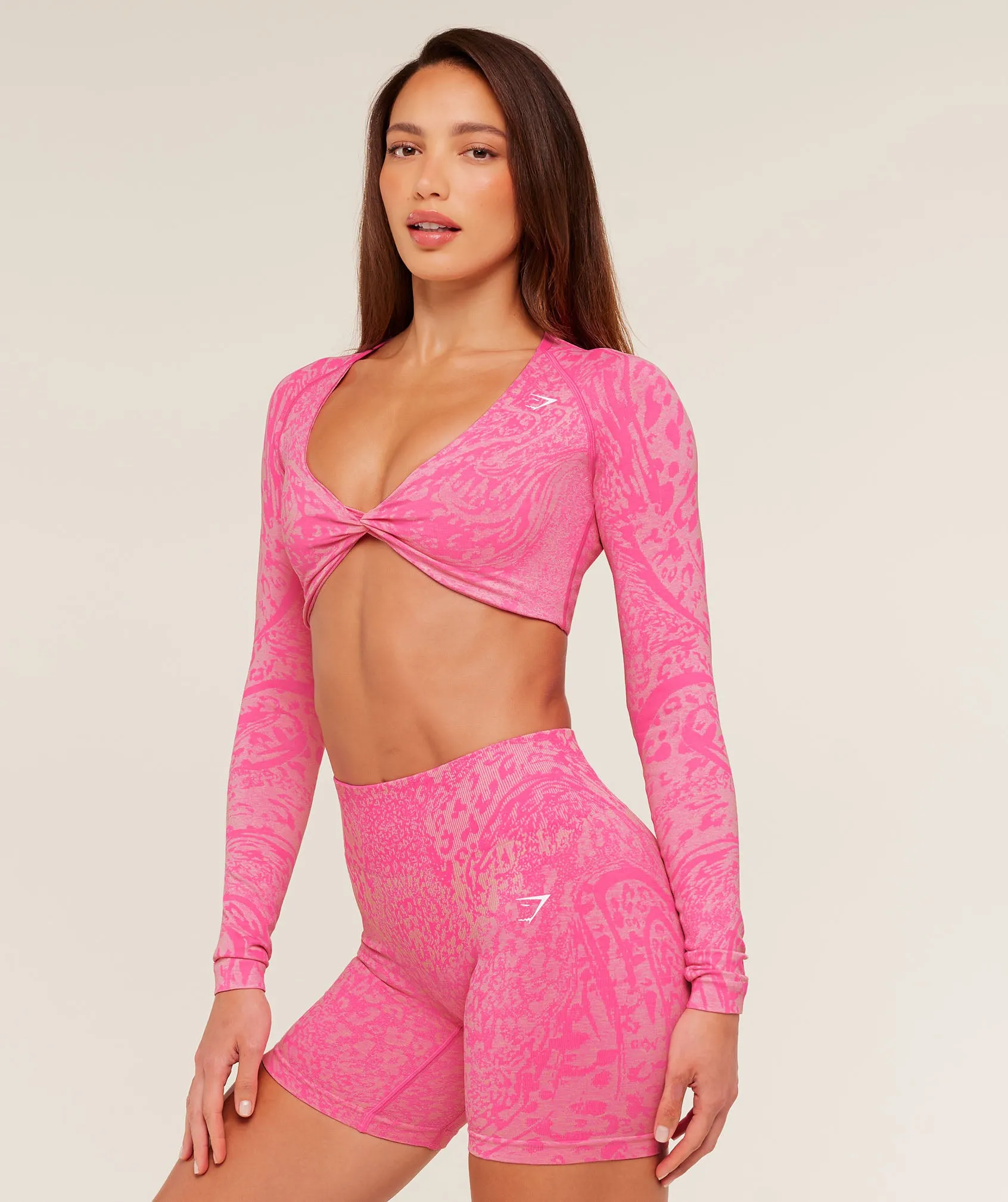 Gymshark Adapt Animal X Whitney Long Sleeve Crop Top - Electric Pink / Sorbet Yellow sold by Gymshark product image thumbnail 4