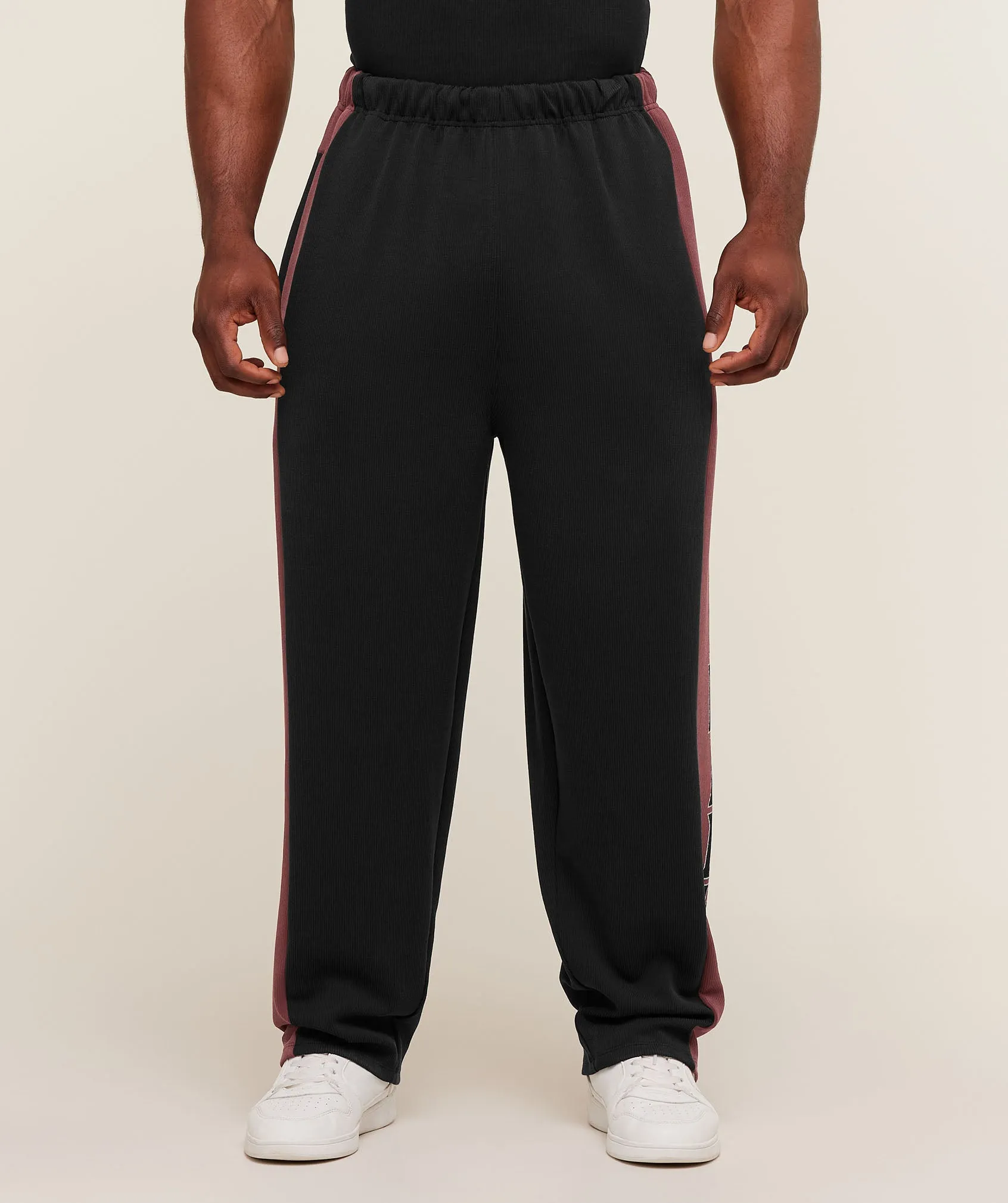 Gymshark Straight Leg Tracksuit Pant - Black/Burgundy Brown sold by Gymshark product image thumbnail 2