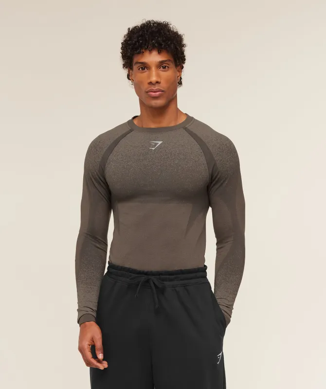 Gymshark Shadow Seamless Long Sleeve T-Shirt - Camo Brown sold by Gymshark