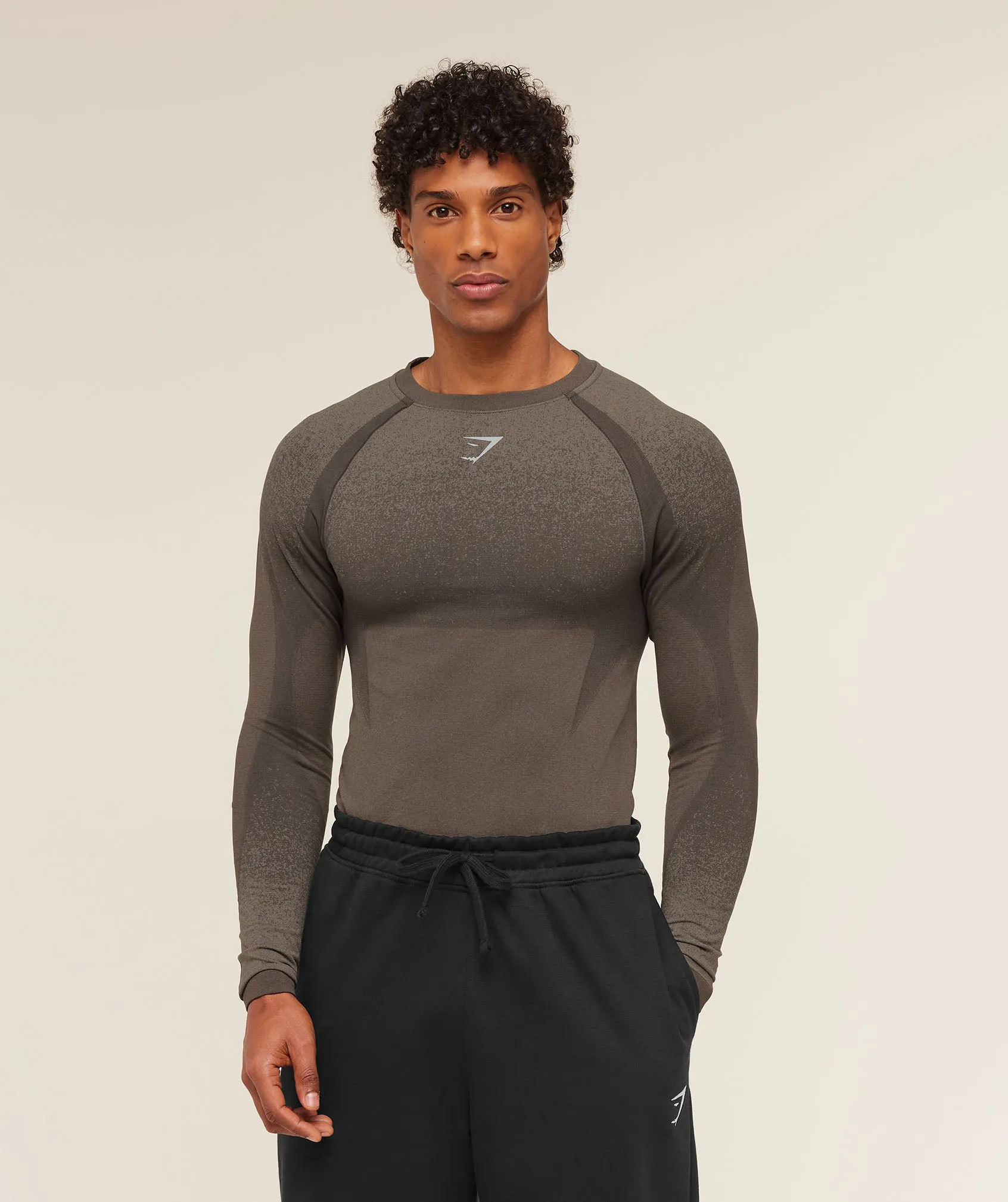 Gymshark Shadow Seamless Long Sleeve T-Shirt - Camo Brown sold by Gymshark