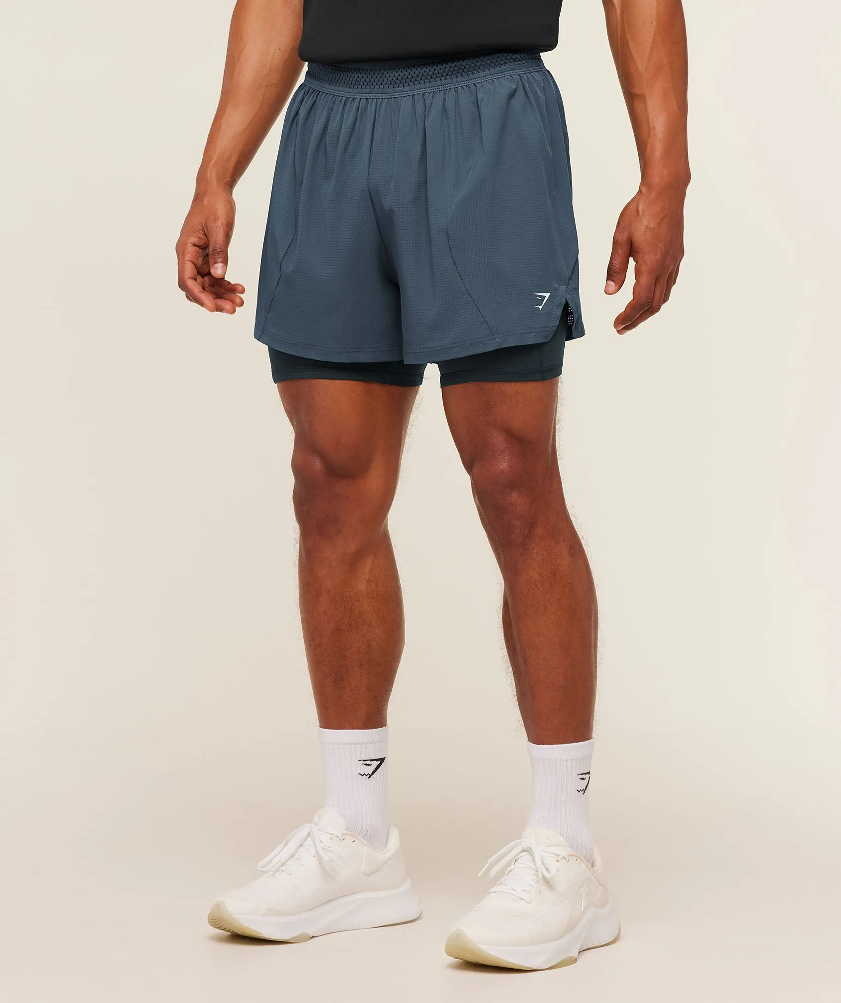 Gymshark Running 4" 2in1 Shorts - GS Stealth Blue/GS Deep Petrol Blue sold by Gymshark product image thumbnail 2